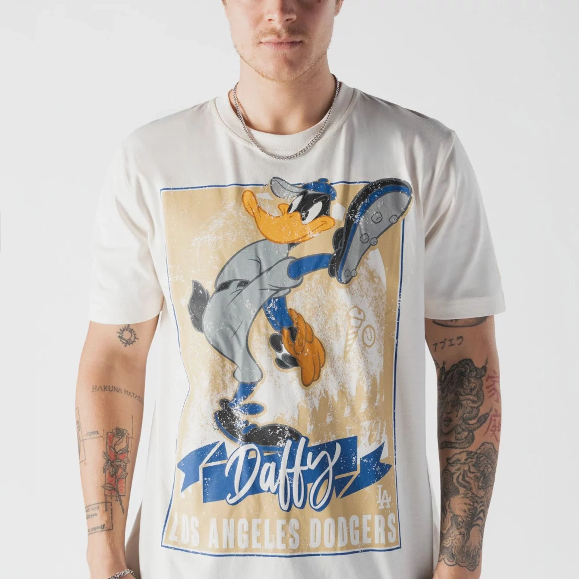 LA Dodgers MLB X Looney Tunes Cream T-Shirt - Image 3