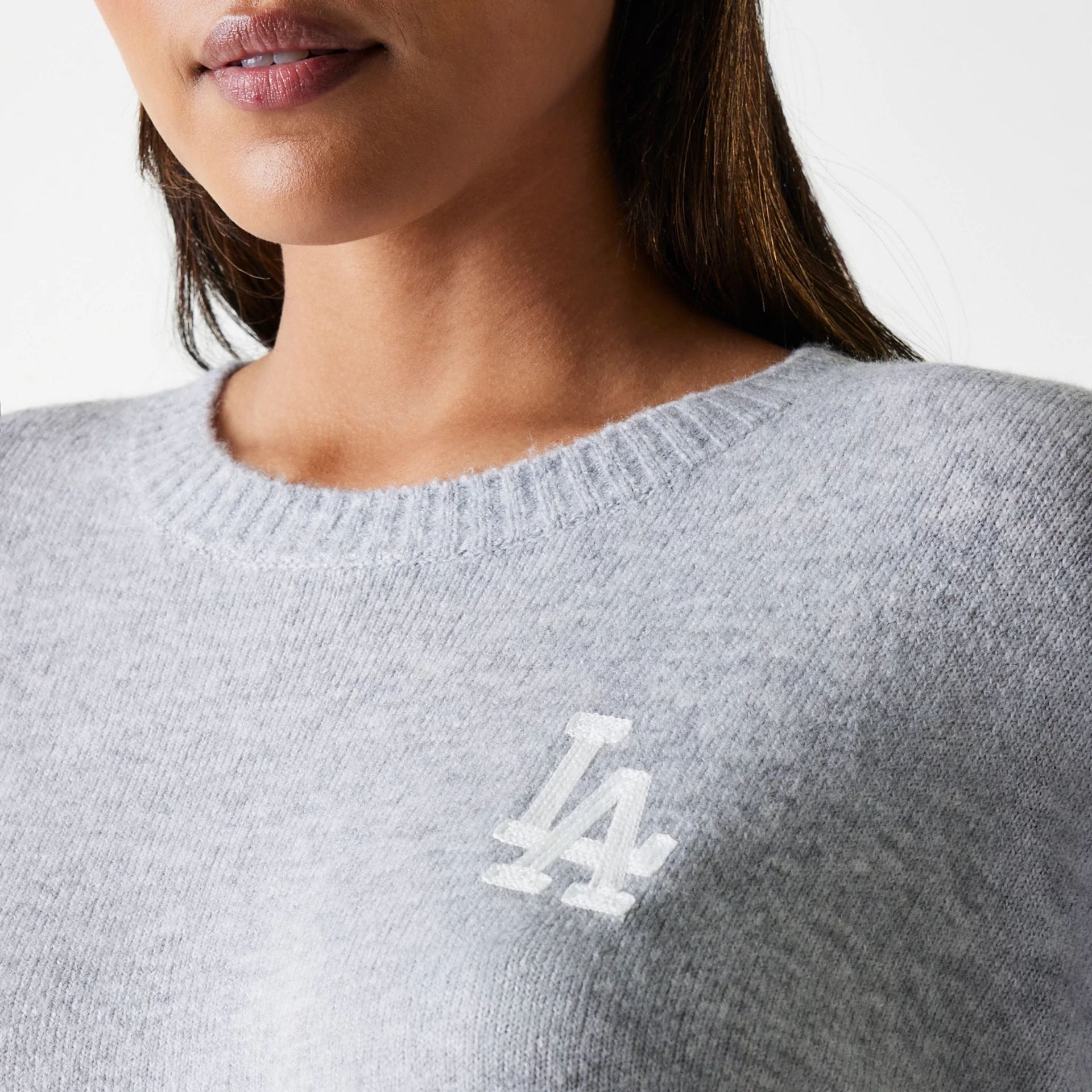 LA Dodgers Womens MLB Knit Grey Crew Neck Sweater - Image 3