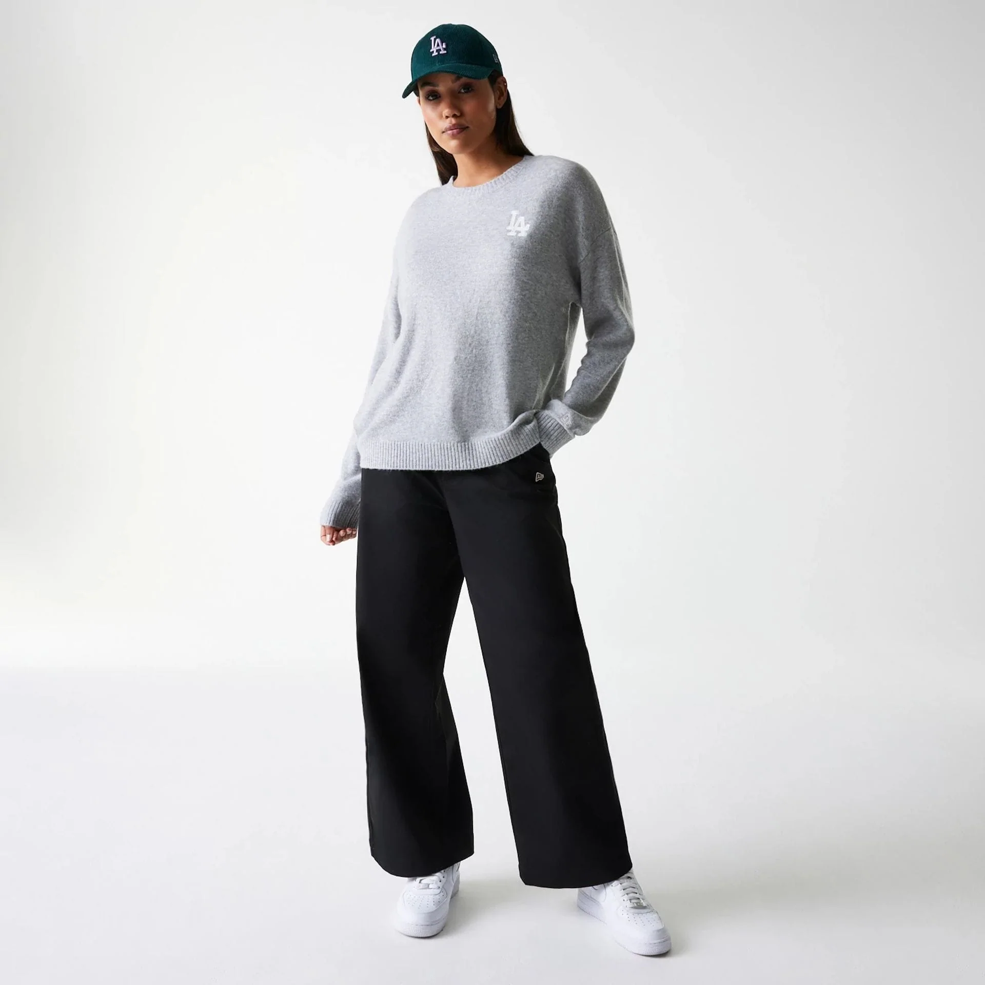 LA Dodgers Womens MLB Knit Grey Crew Neck Sweater - Image 8