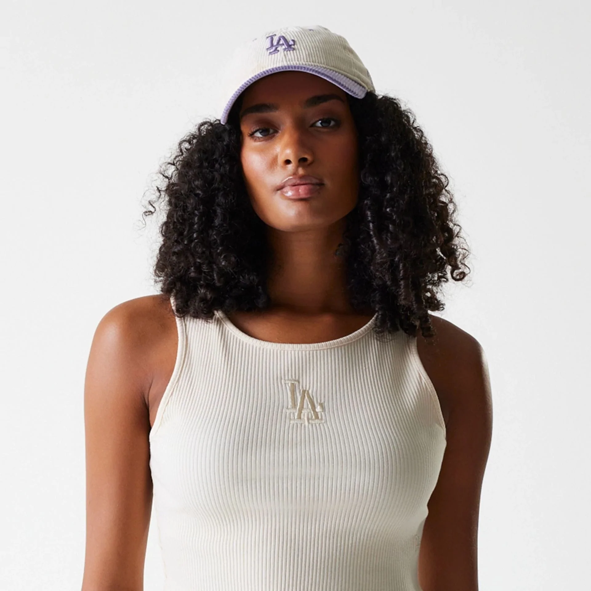 LA Dodgers Womens MLB Rib Light Beige Rib Tank Top - Image 3