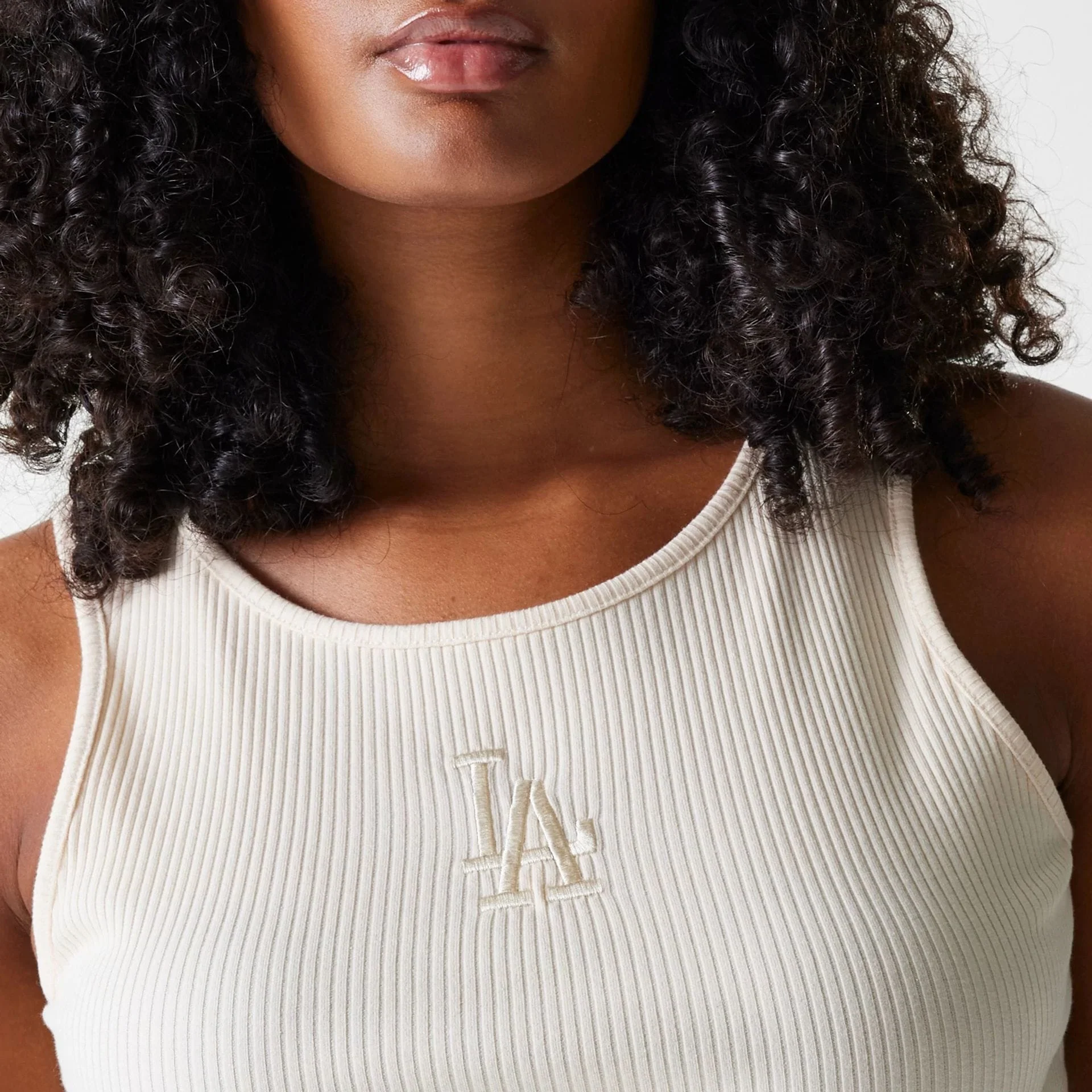 LA Dodgers Womens MLB Rib Light Beige Rib Tank Top - Image 6