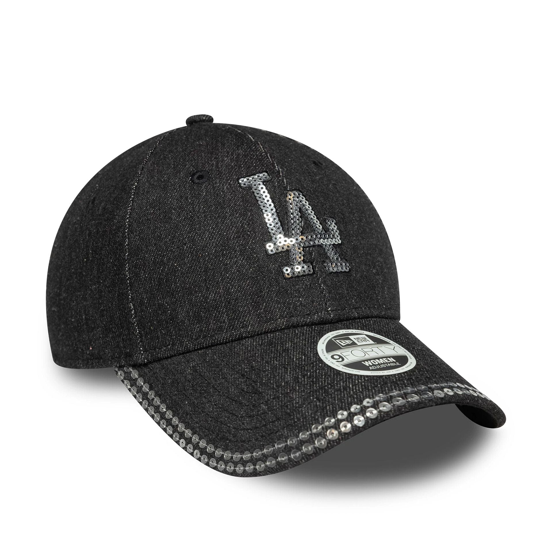 LA Dodgers Womens MLB Sequin Black 9FORTY Adjustable Cap - Image 3