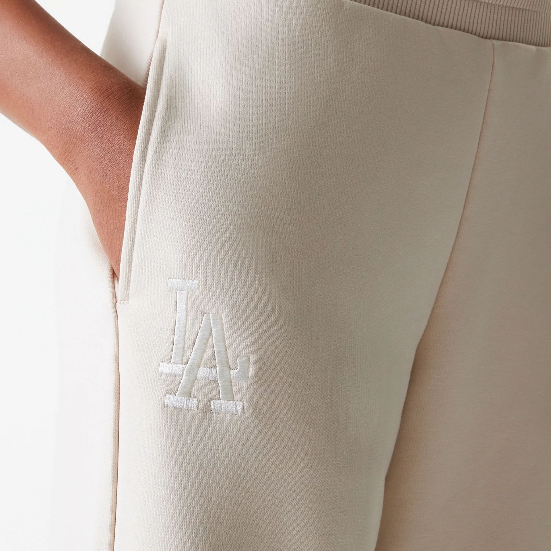 LA Dodgers Womens MLB Tonal Light Beige Straight Leg Joggers - Image 3