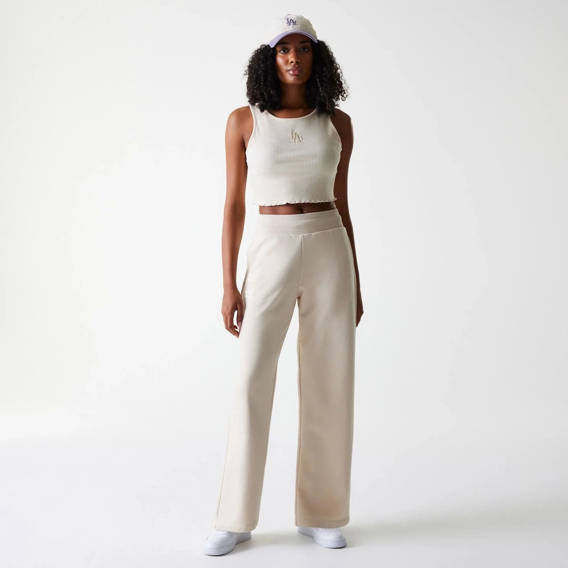 LA Dodgers Womens MLB Tonal Light Beige Straight Leg Joggers - Image 8