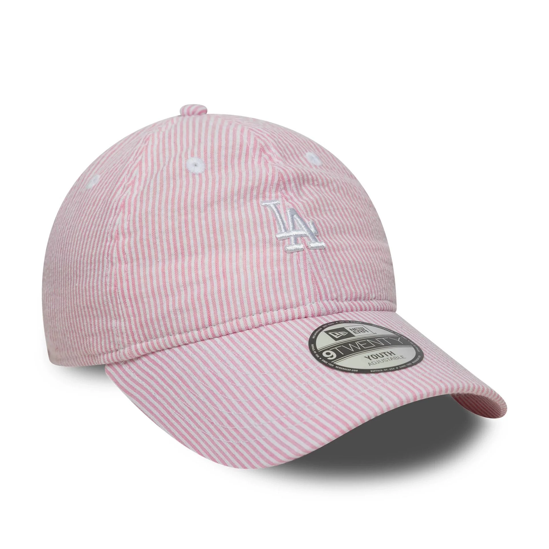 LA Dodgers Youth MLB Seersucker Pastel Pink 9TWENTY Adjustable Cap - Image 3