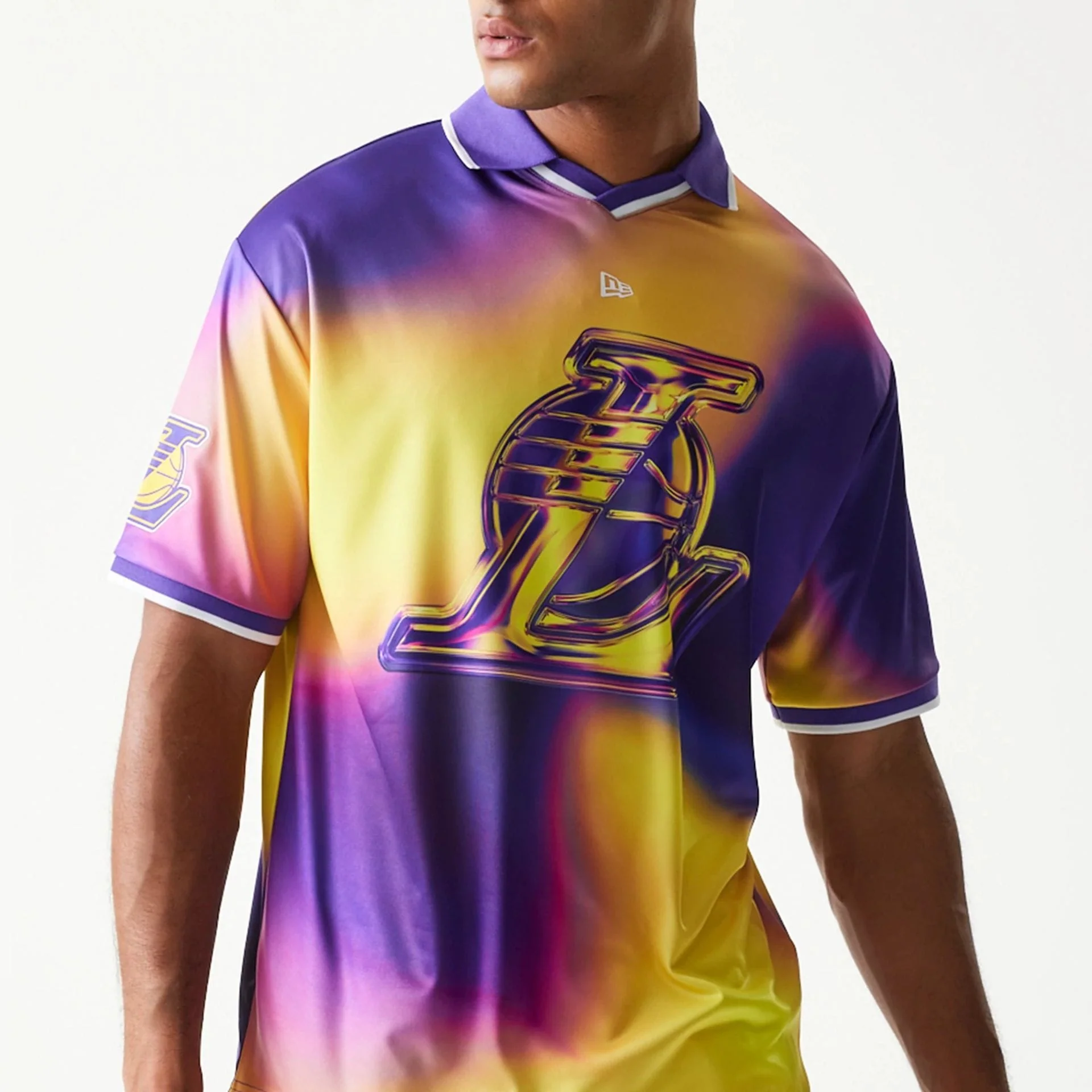 LA Lakers NBA All Over Print Purple T-Shirt - Image 3