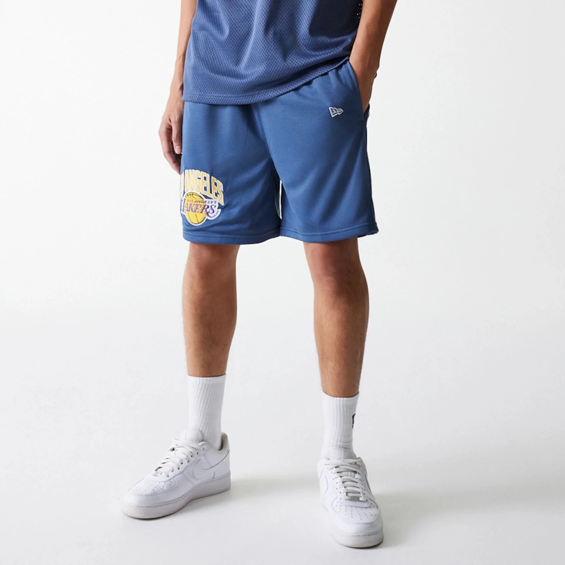 LA Lakers NBA Arch Graphic Dark Blue Mesh Shorts - Image 5