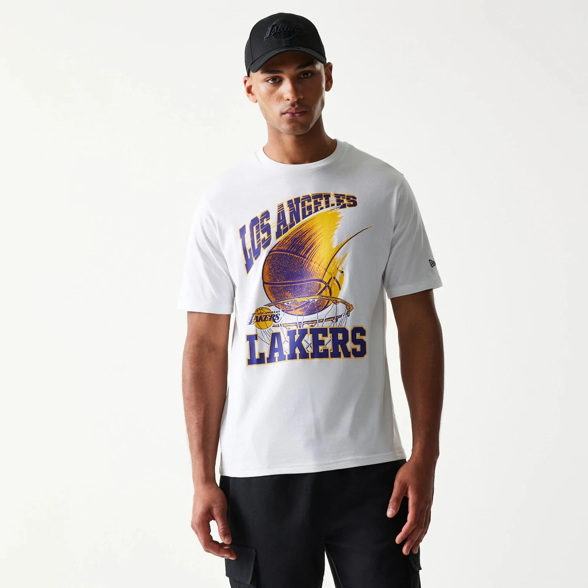 LA Lakers NBA Ball Graphic White T-Shirt - Image 3