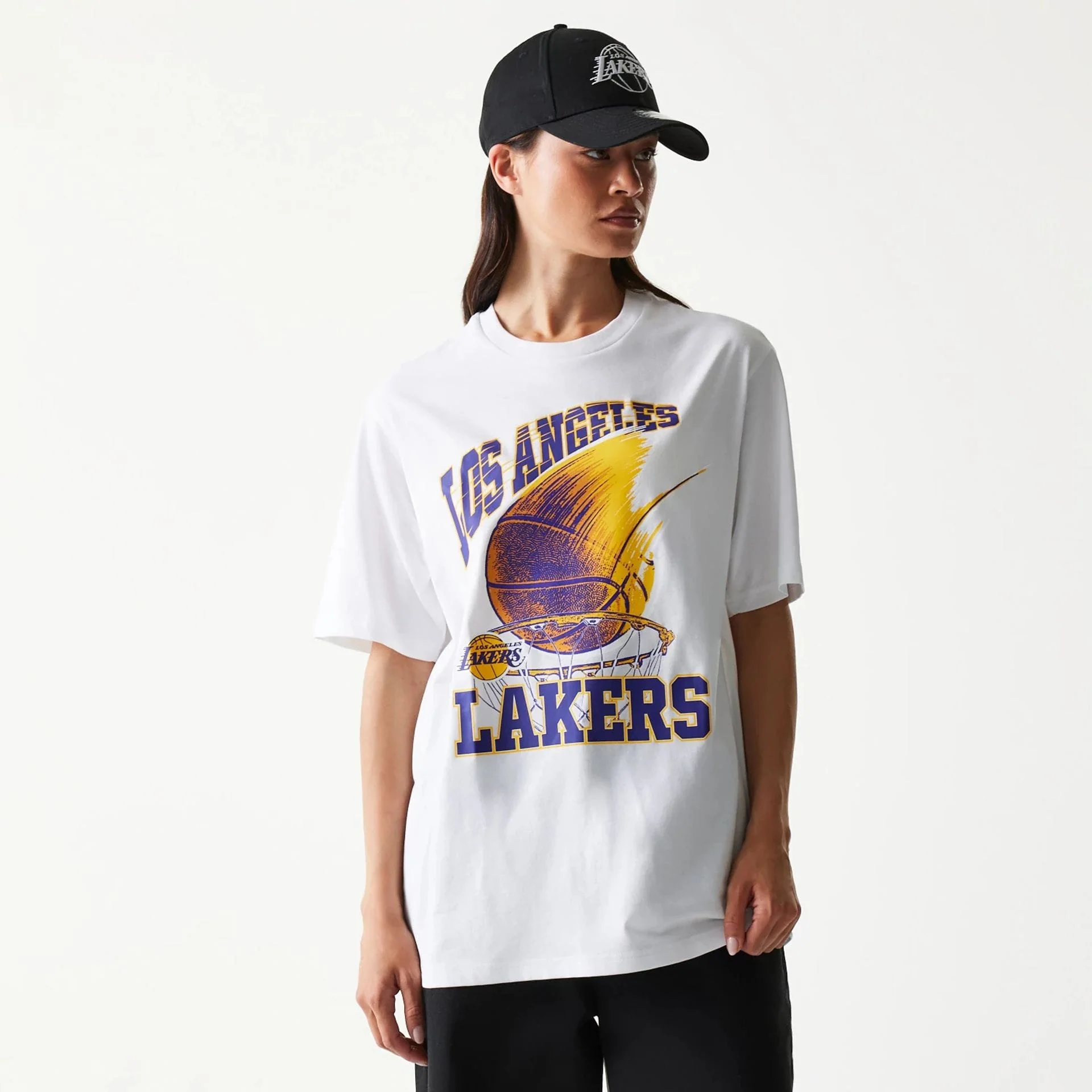 LA Lakers NBA Ball Graphic White T-Shirt - Image 4