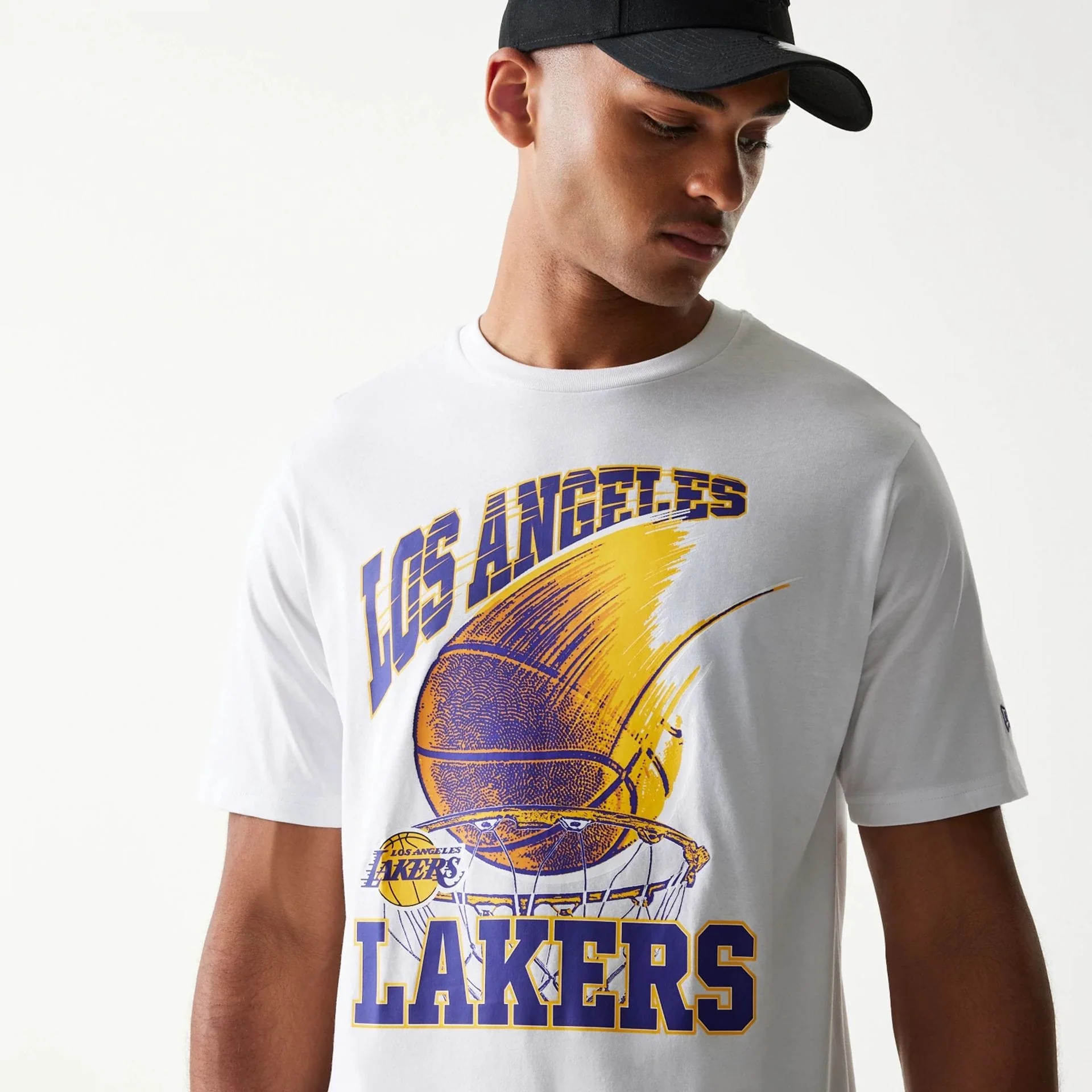 LA Lakers NBA Ball Graphic White T-Shirt - Image 6