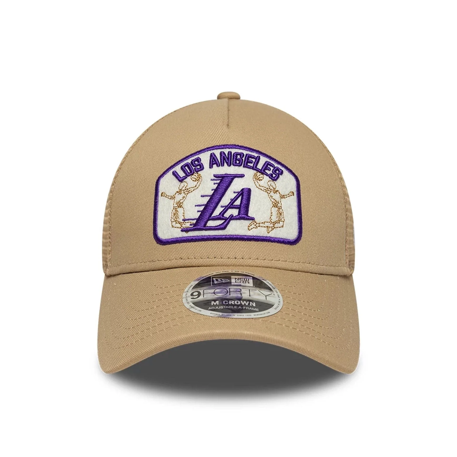 LA Lakers NBA Beige 9FORTY M-Crown A-Frame Trucker Adjustable Cap - Image 2