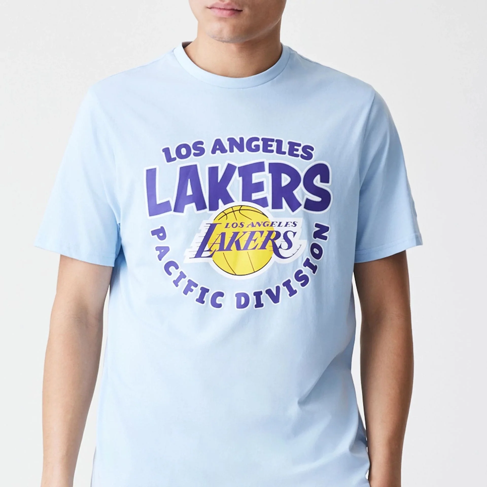 LA Lakers NBA Bubble Wordmark Pastel Blue T-Shirt - Image 3