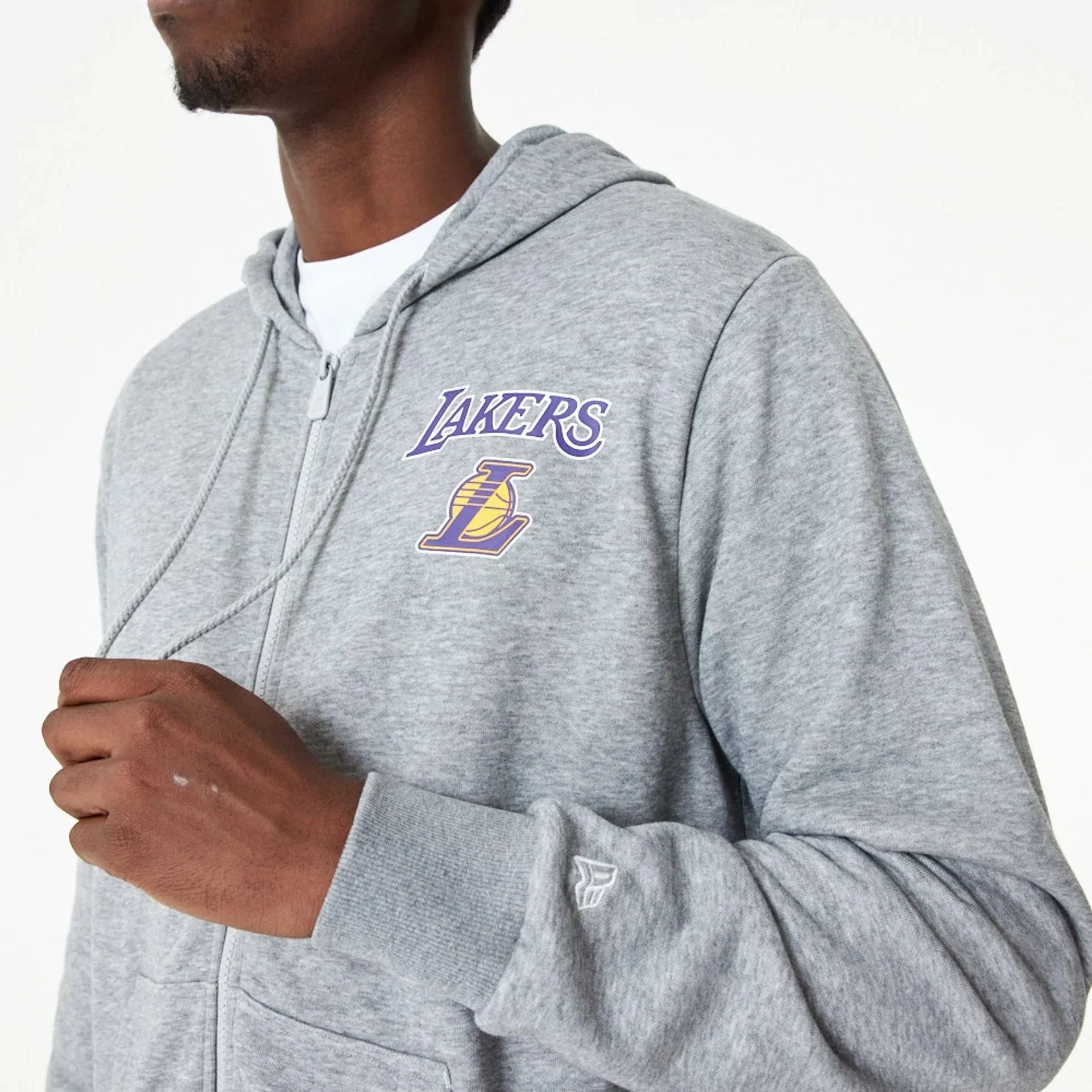 LA Lakers NBA Essential Grey Full Zip Hoodie - Image 3