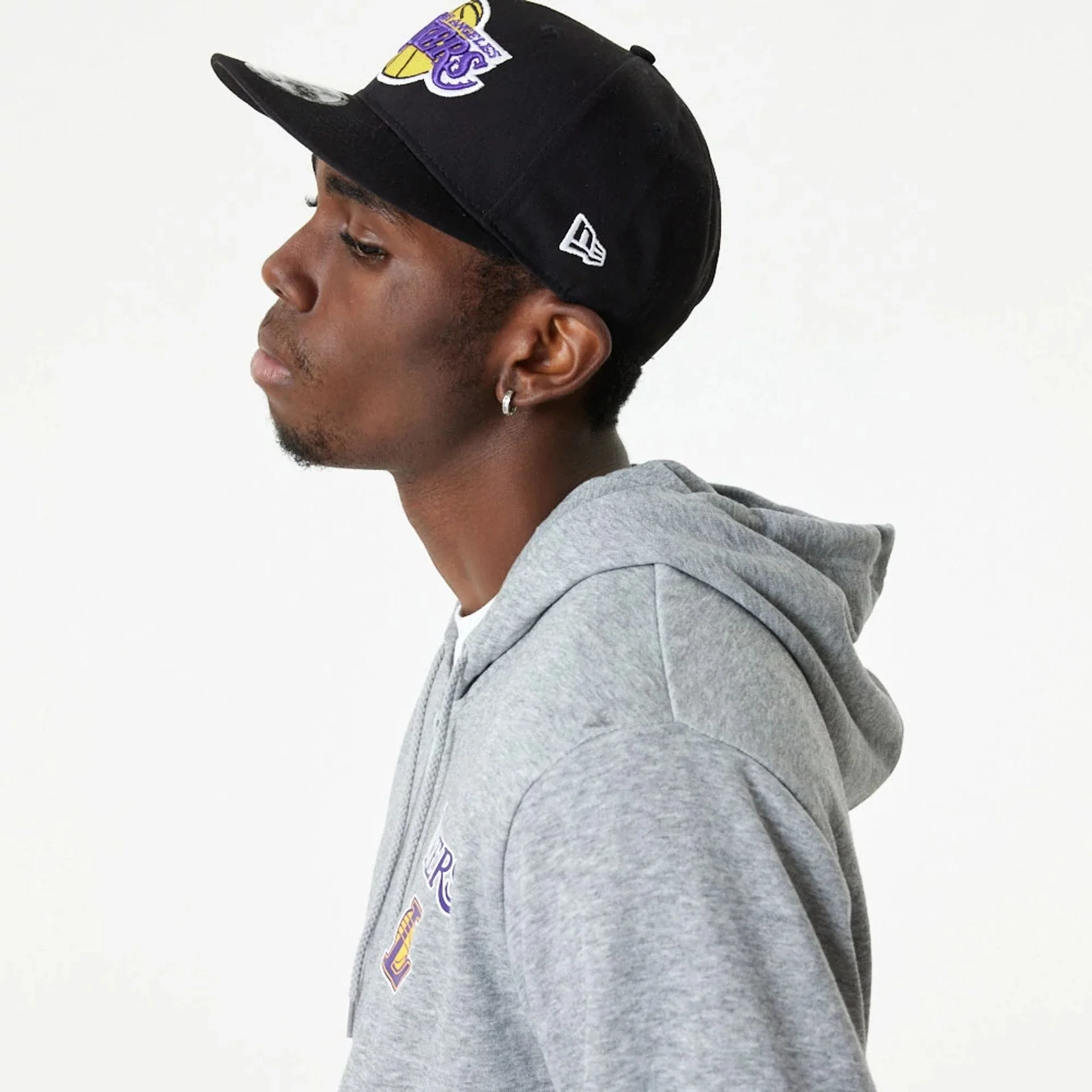 LA Lakers NBA Essential Grey Full Zip Hoodie - Image 4