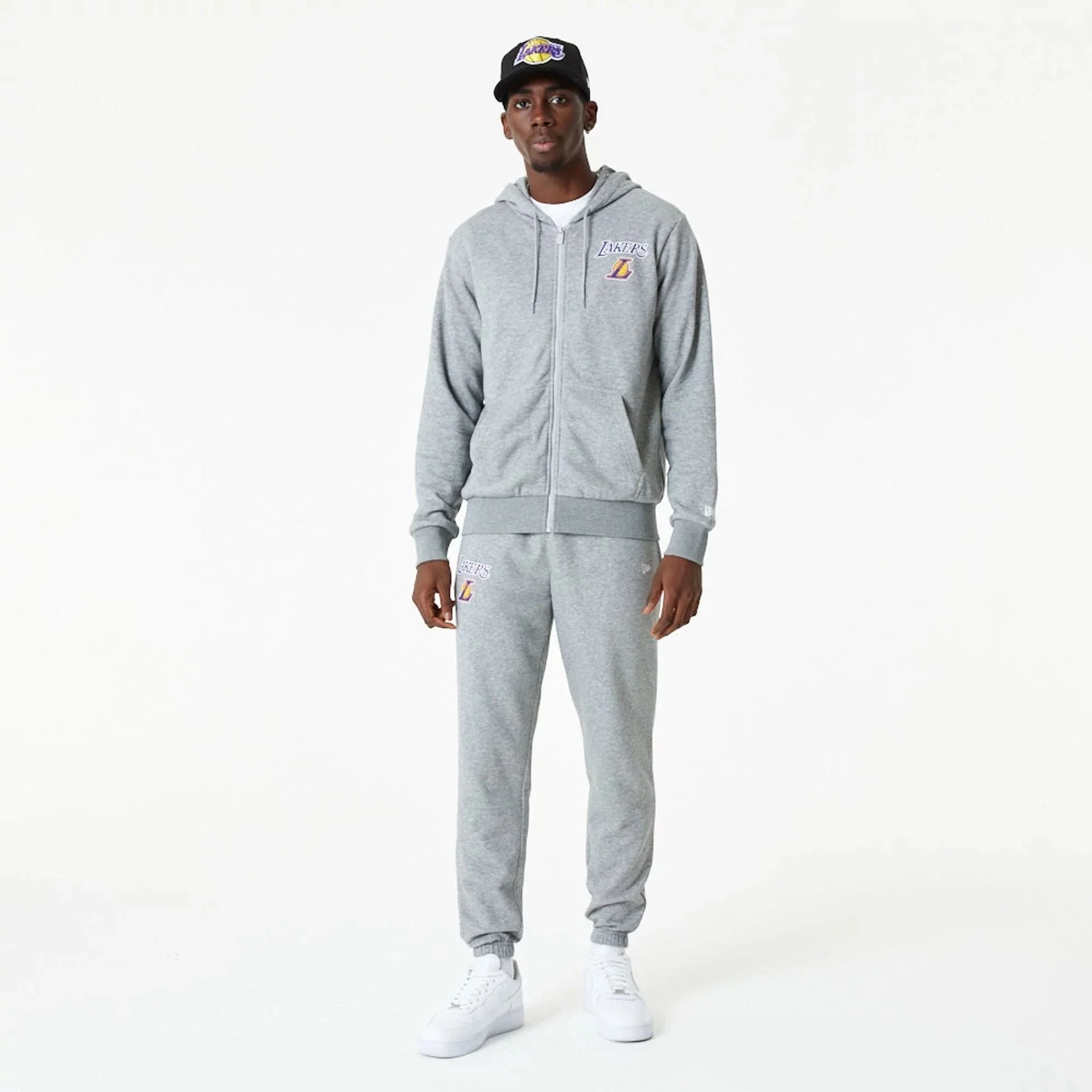 LA Lakers NBA Essential Grey Full Zip Hoodie - Image 6
