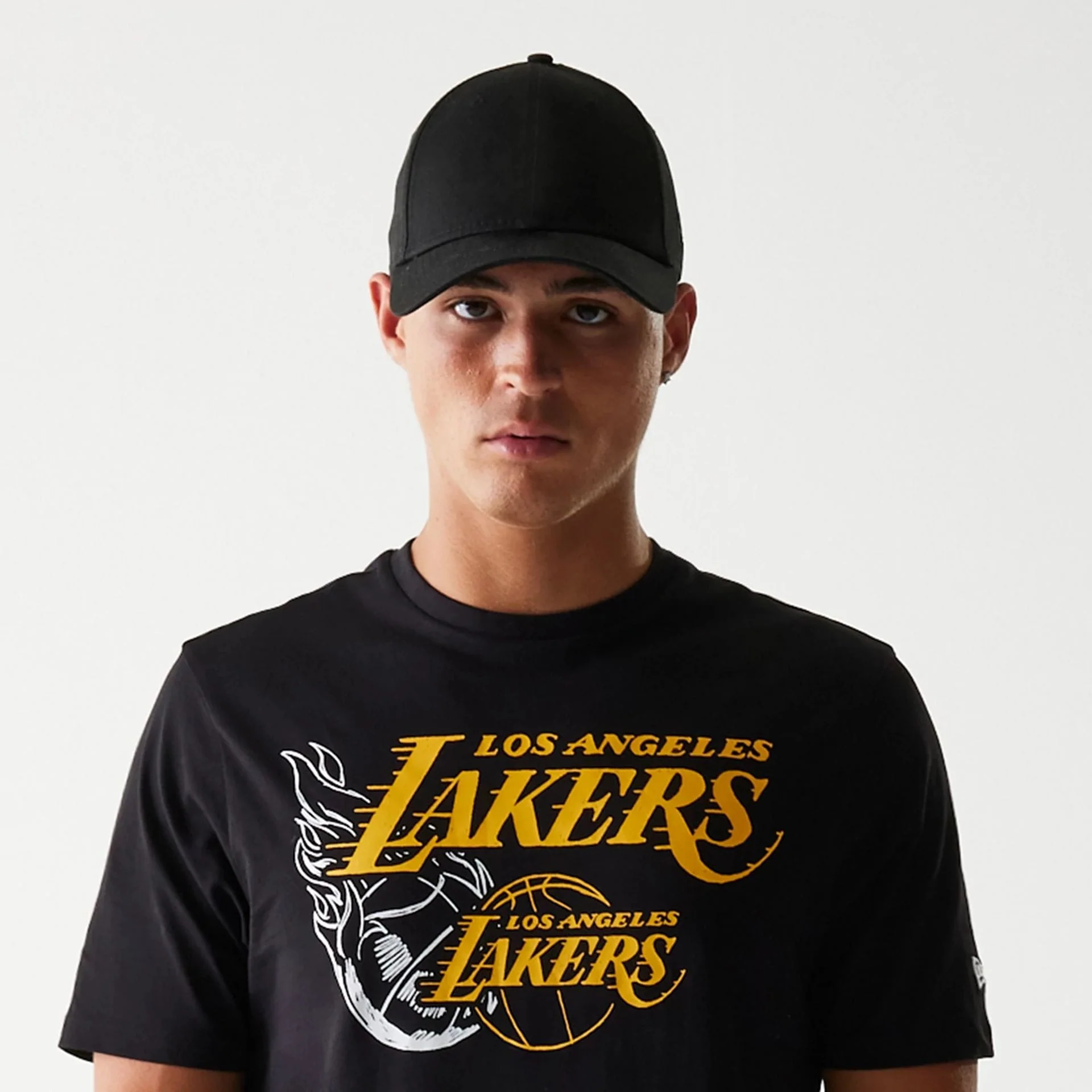 LA Lakers NBA Flame Graphic Black T-Shirt - Image 6