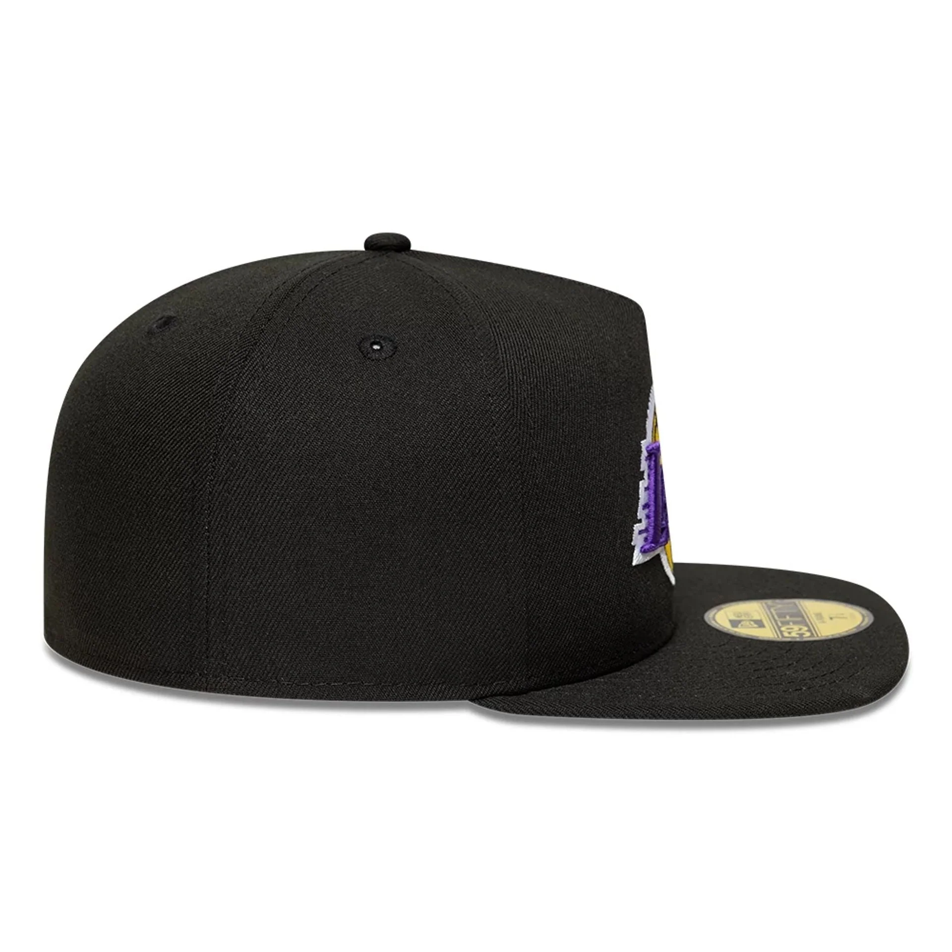 LA Lakers NBA Flat Black 59FIFTY A-Frame Fitted Cap - Image 7