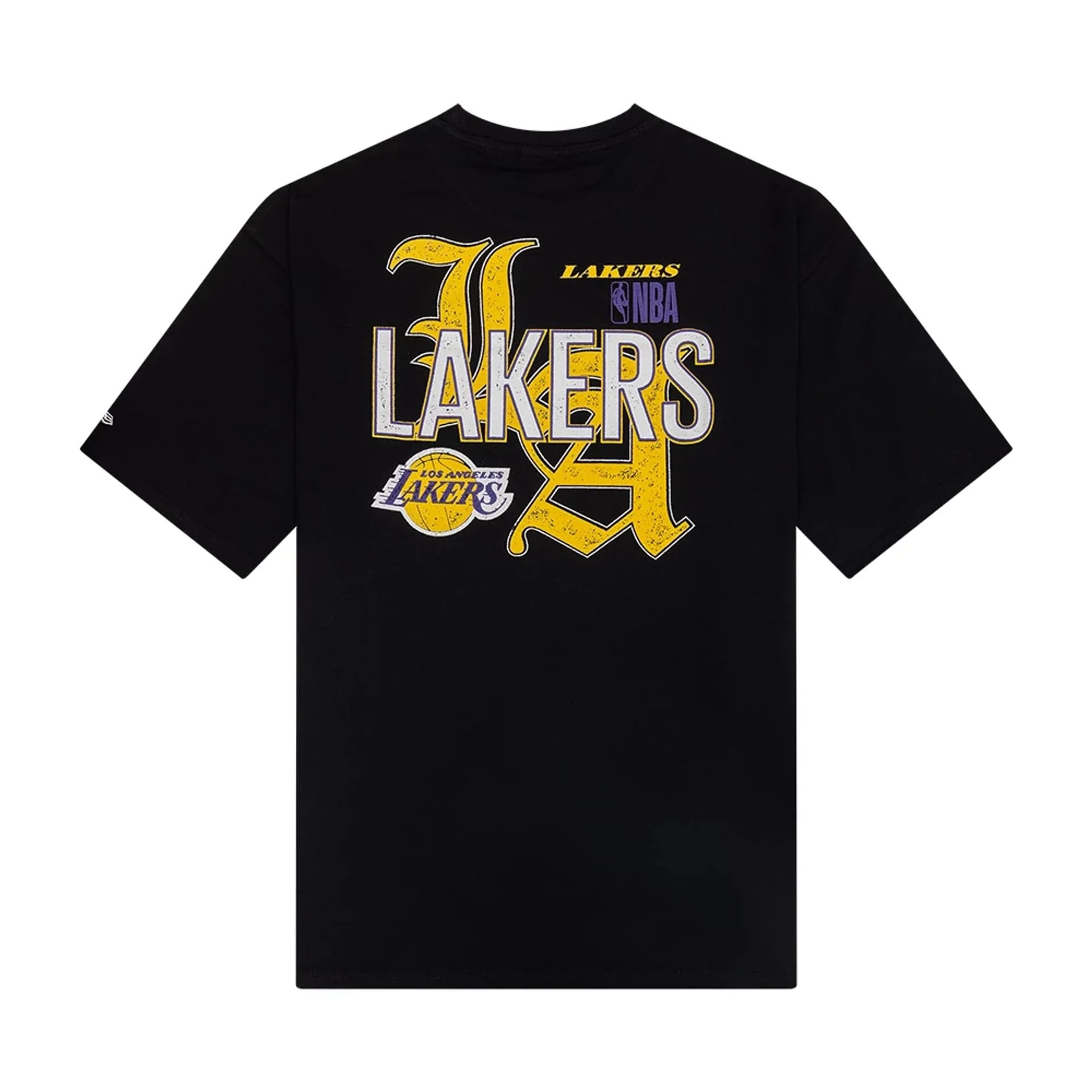 LA Lakers NBA Font Graphic Black Oversized T-Shirt - Image 2