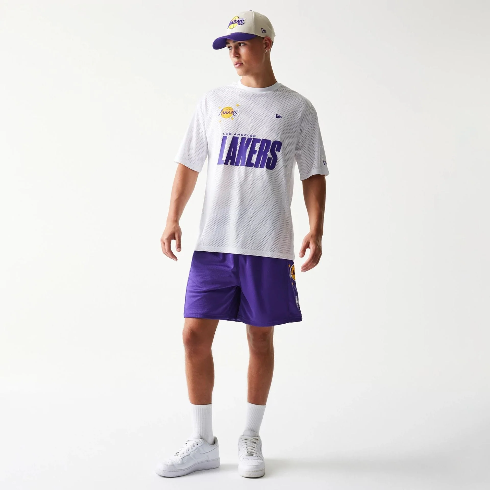 LA Lakers NBA Graphic Mesh White T-Shirt - Image 8