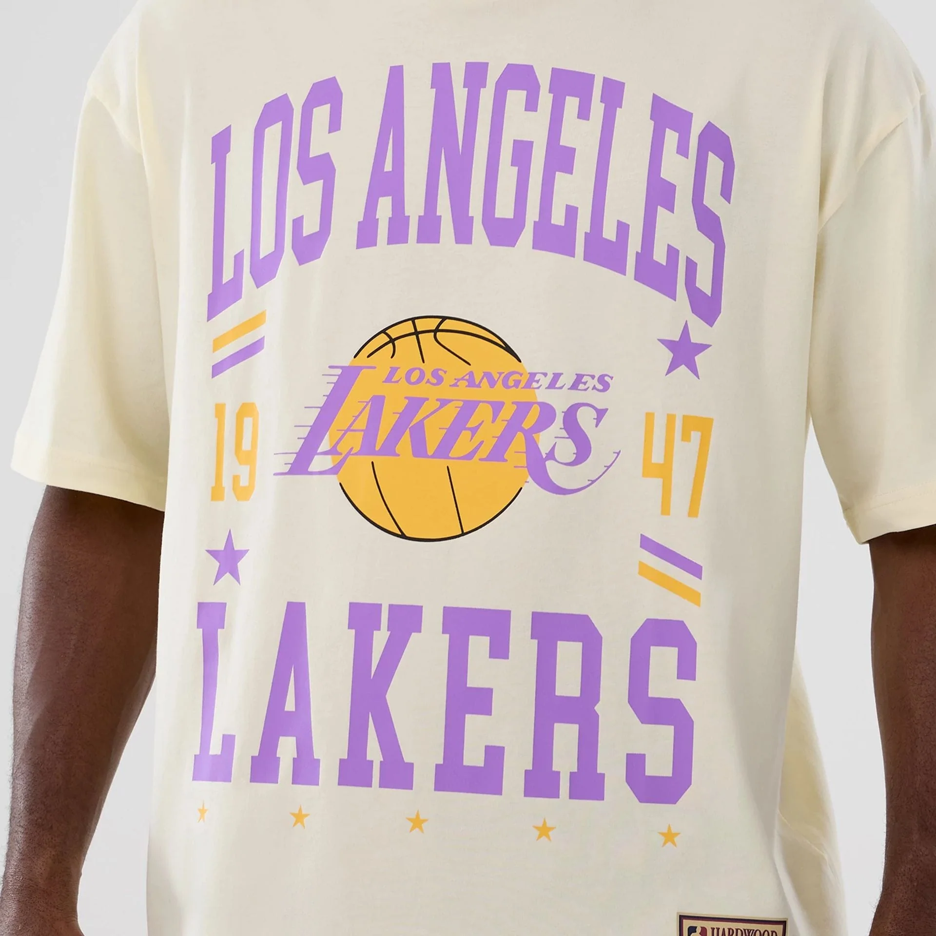 LA Lakers NBA Hardwood Classic Cream T-Shirt - Image 3