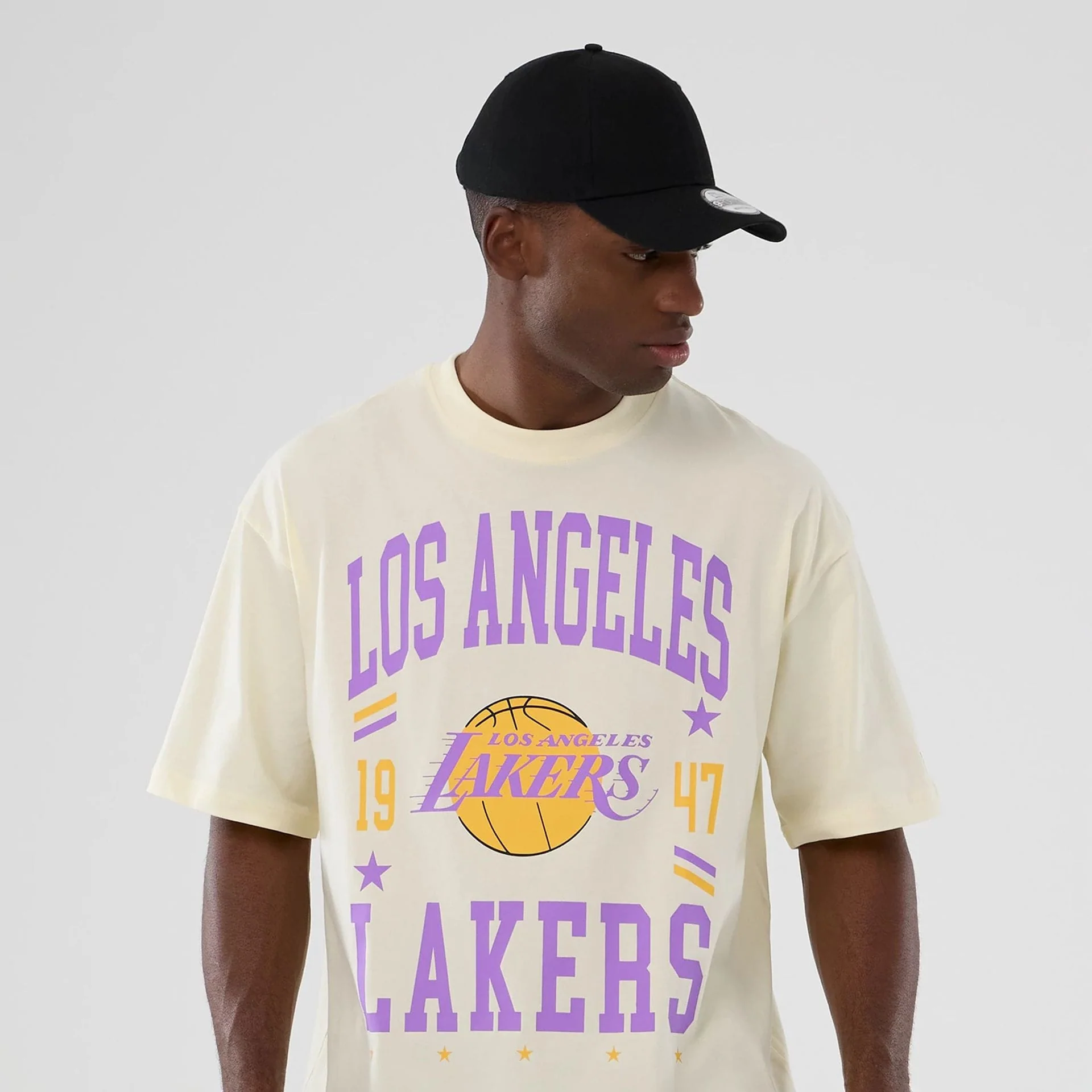 LA Lakers NBA Hardwood Classic Cream T-Shirt - Image 6