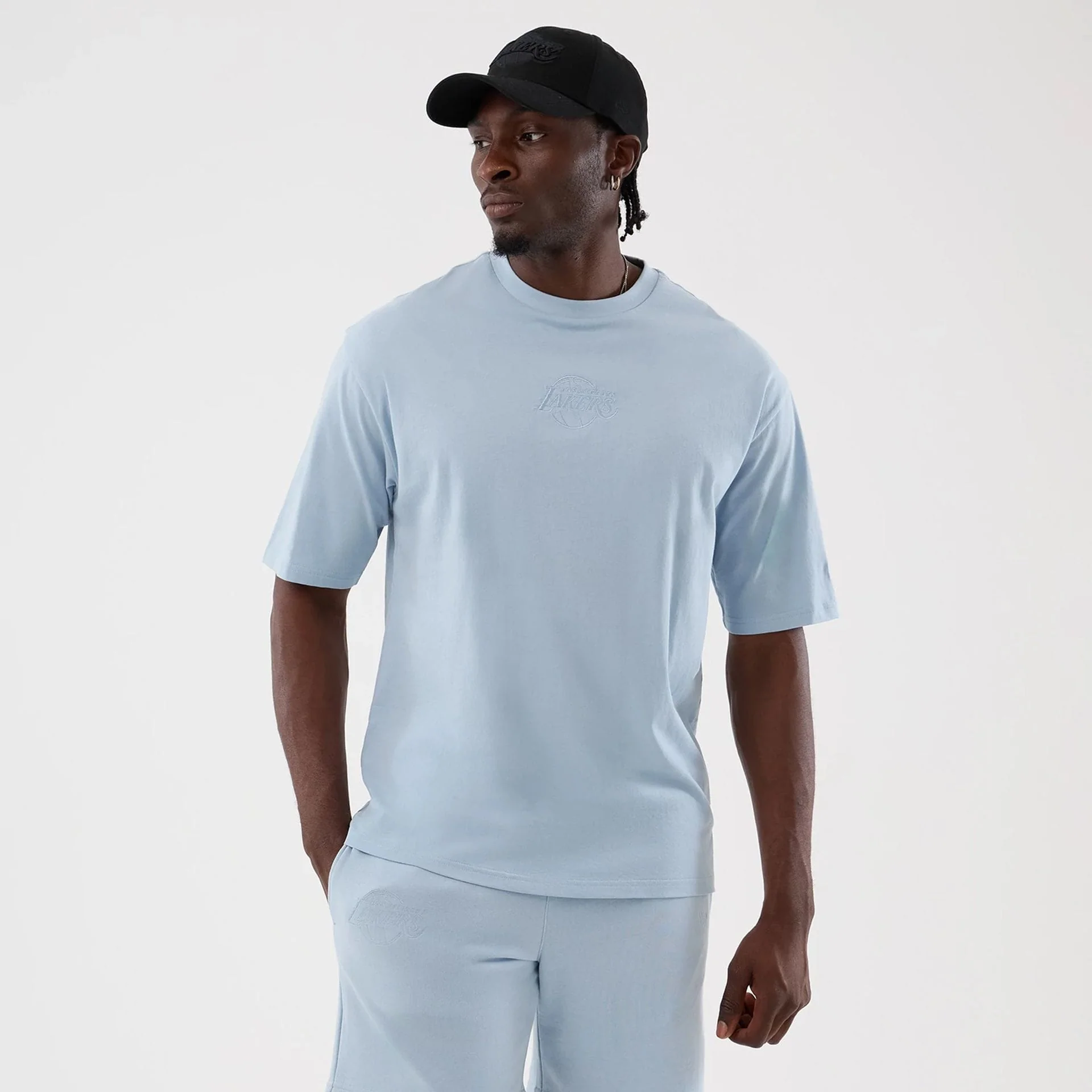 LA Lakers NBA League Essential Pastel Blue Oversized T-Shirt - Image 3