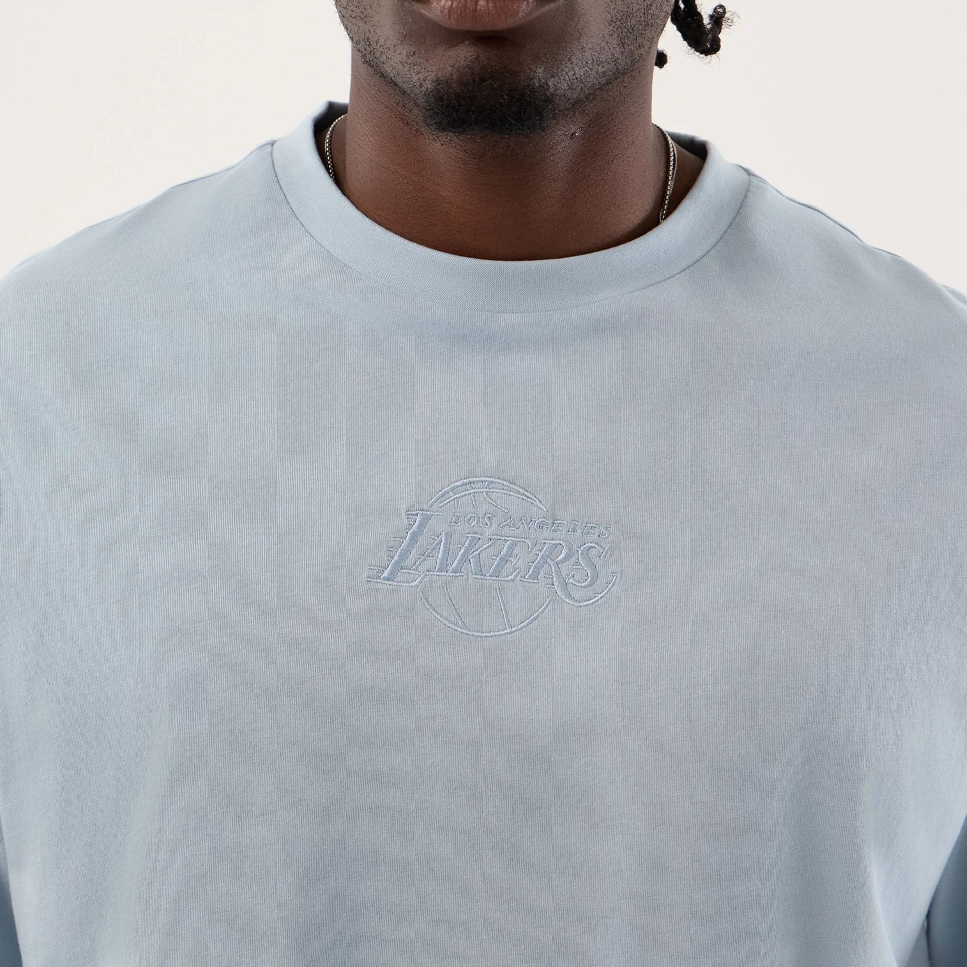 LA Lakers NBA League Essential Pastel Blue Oversized T-Shirt - Image 4
