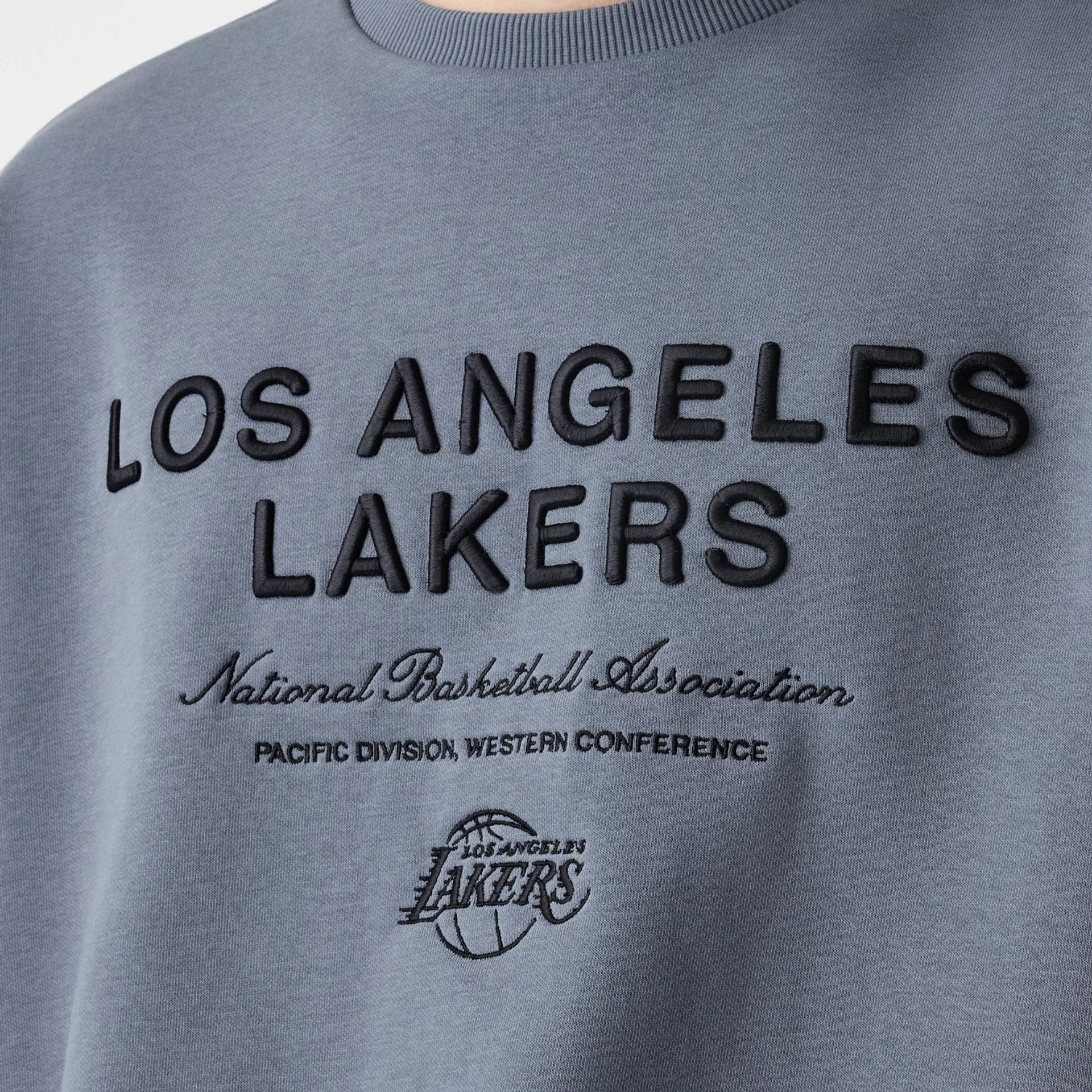 LA Lakers NBA Linear Dark Grey Crew Neck Sweater - Image 6