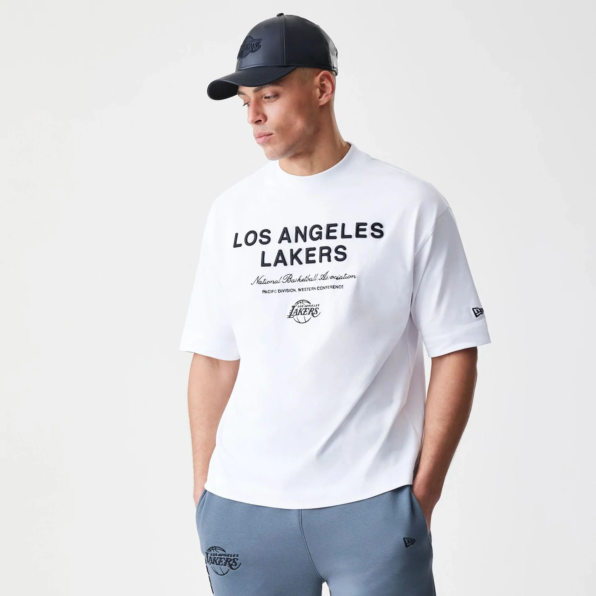 LA Lakers NBA Linear White T-Shirt - Image 3