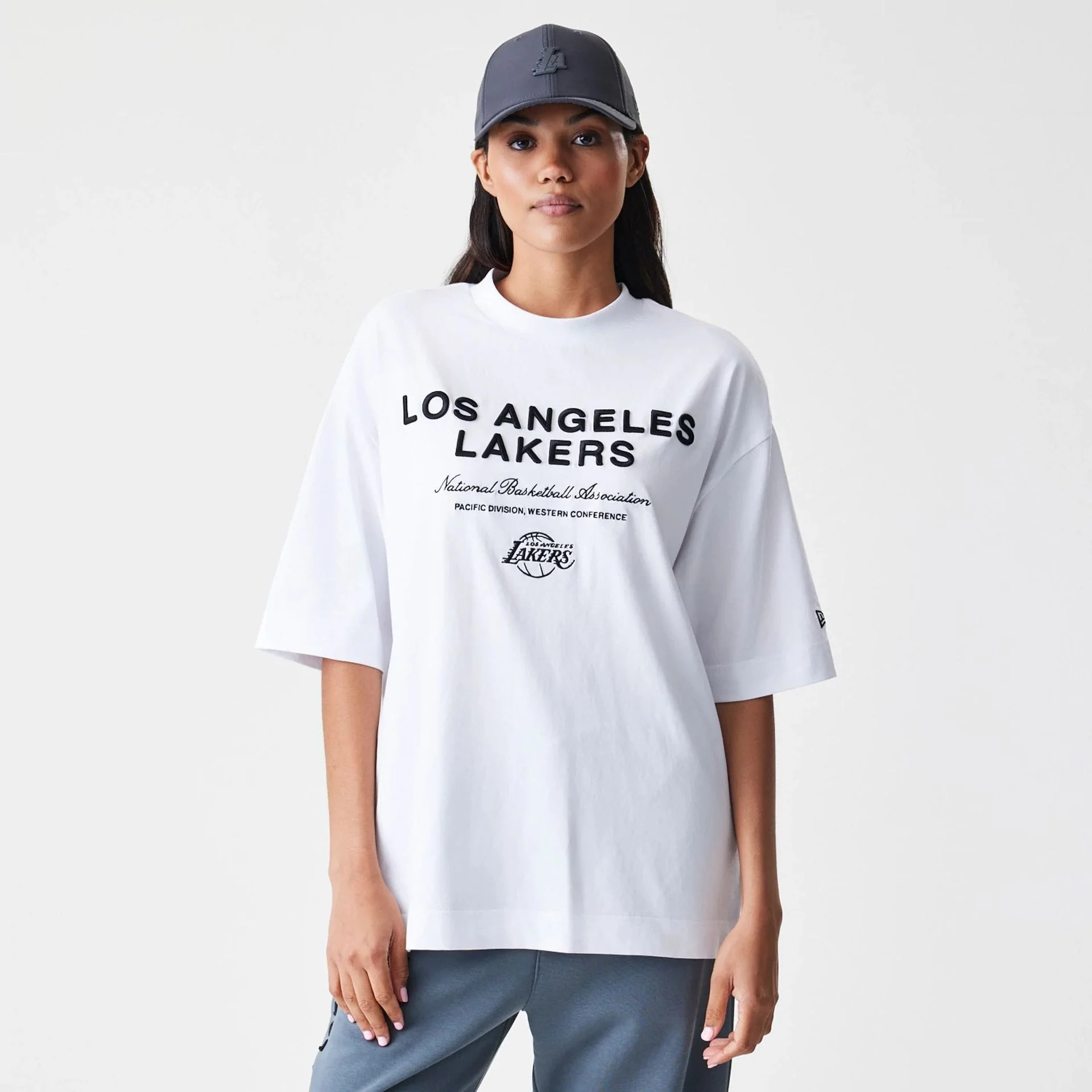 LA Lakers NBA Linear White T-Shirt - Image 4