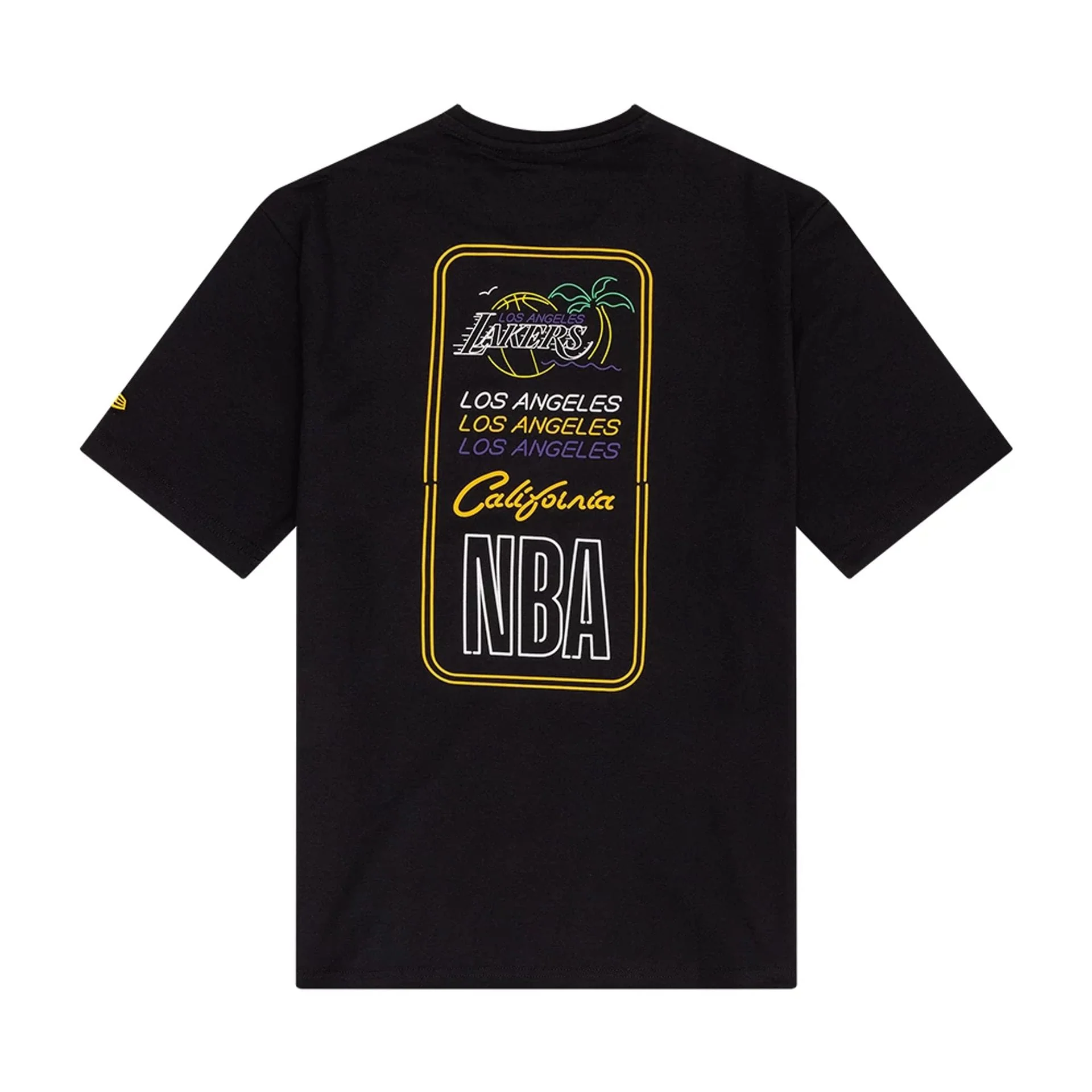 LA Lakers NBA Neon Graphic Black T-Shirt - Image 2