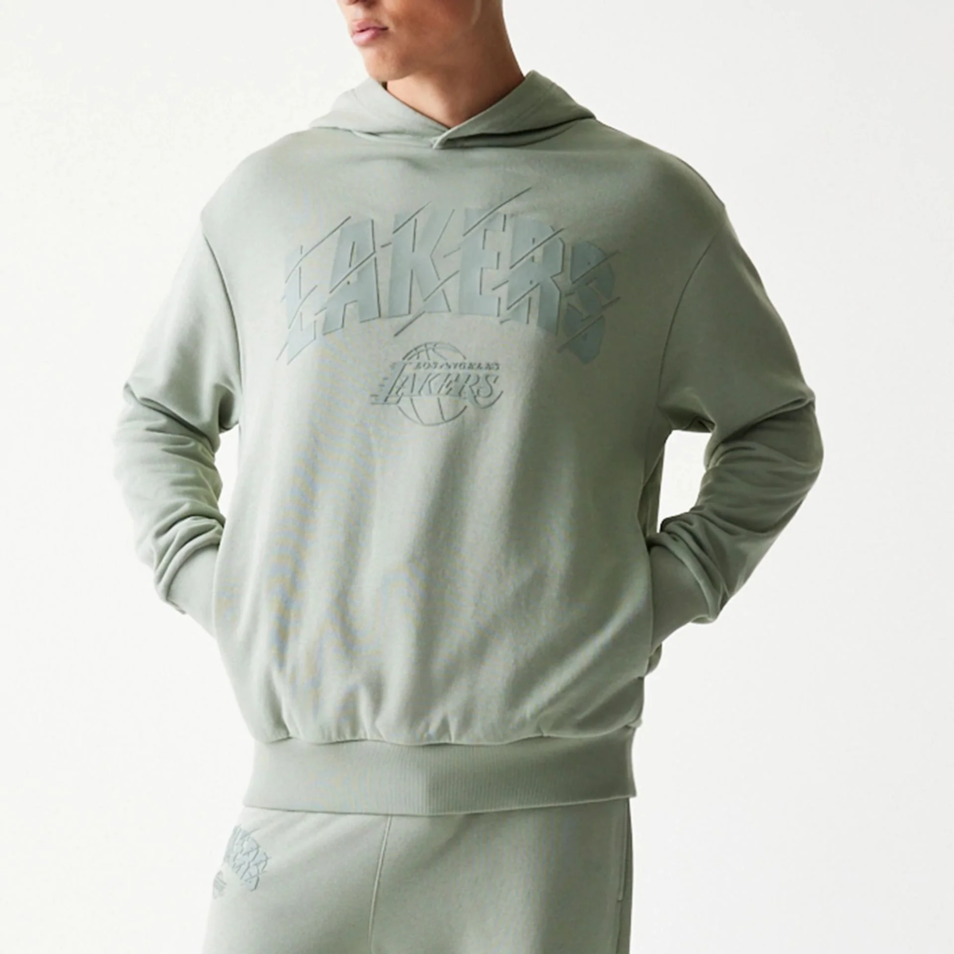 LA Lakers NBA Pastel Green Oversized Pullover Hoodie - Image 3