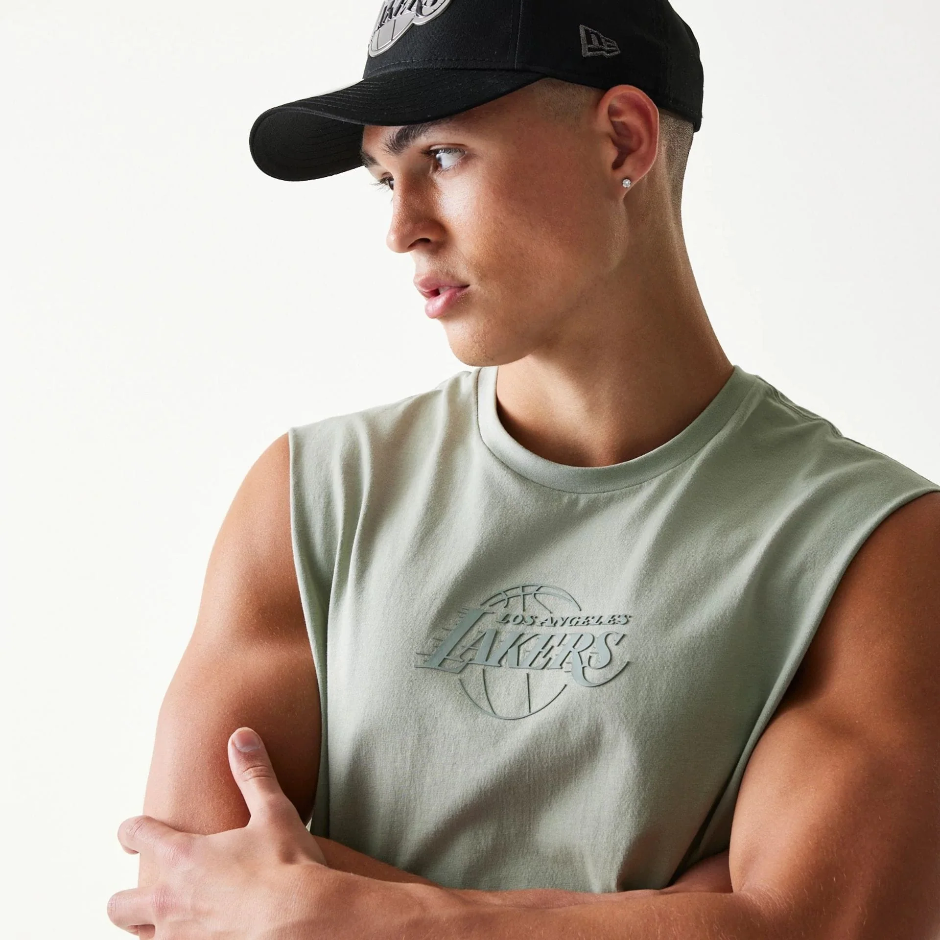 LA Lakers NBA Pastel Green Sleeveless T-Shirt - Image 4