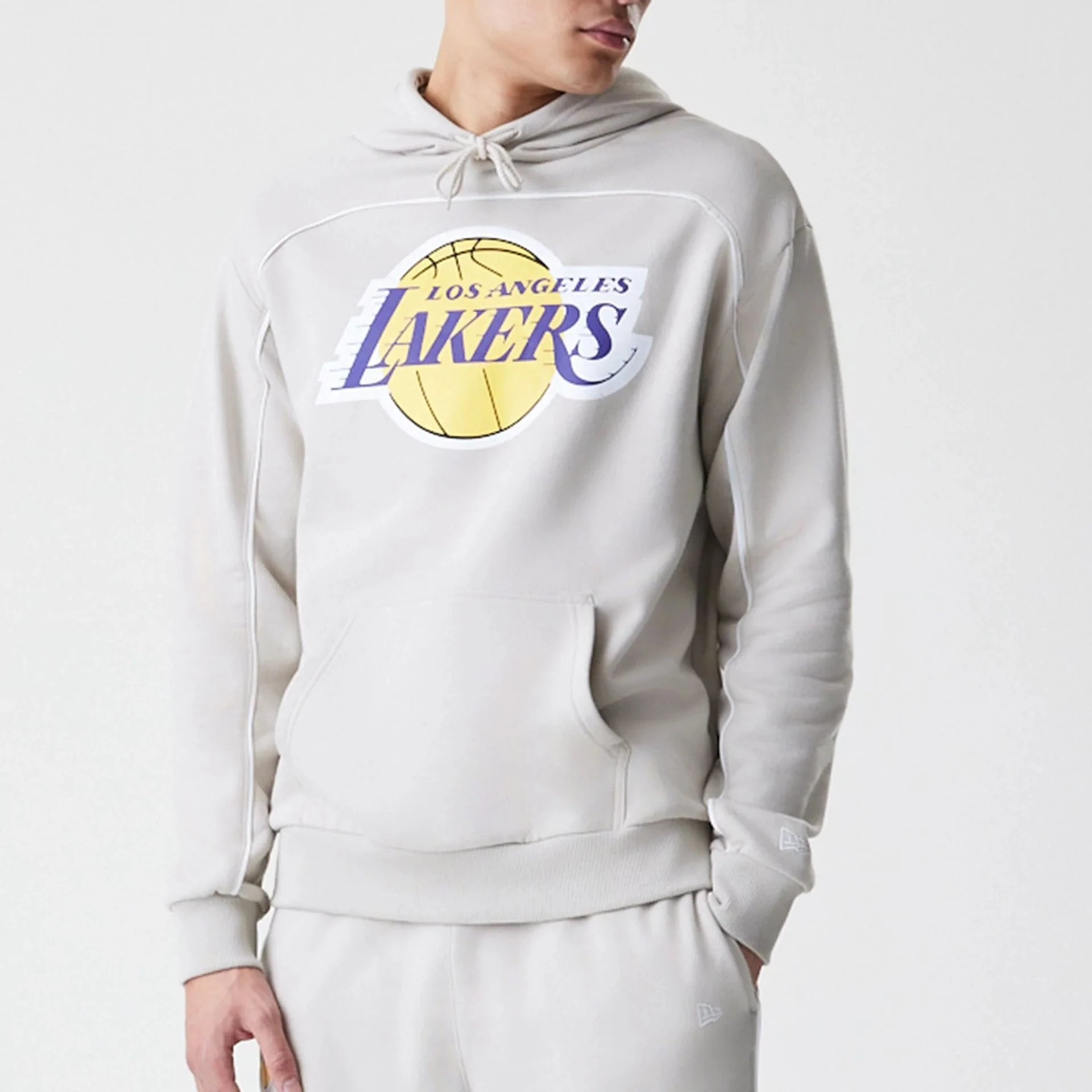 LA Lakers NBA Piping Cream Oversized Pullover Hoodie - Image 3