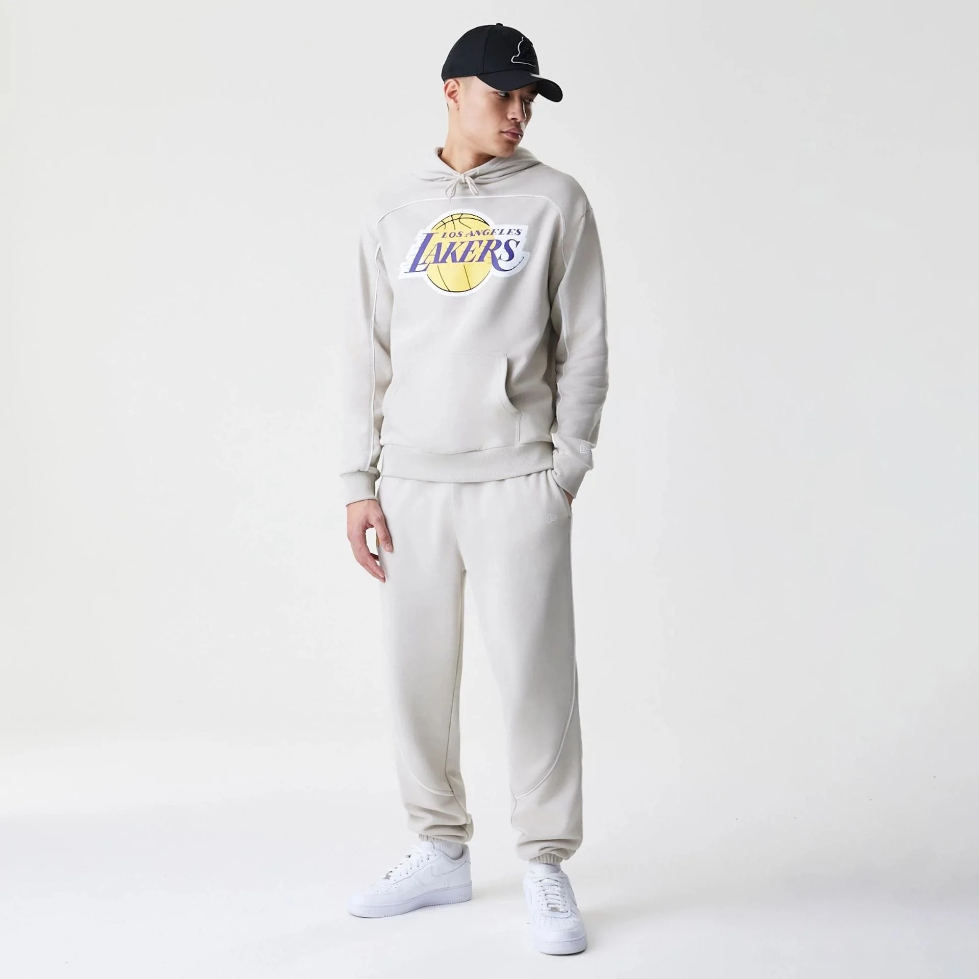LA Lakers NBA Piping Cream Oversized Pullover Hoodie - Image 8