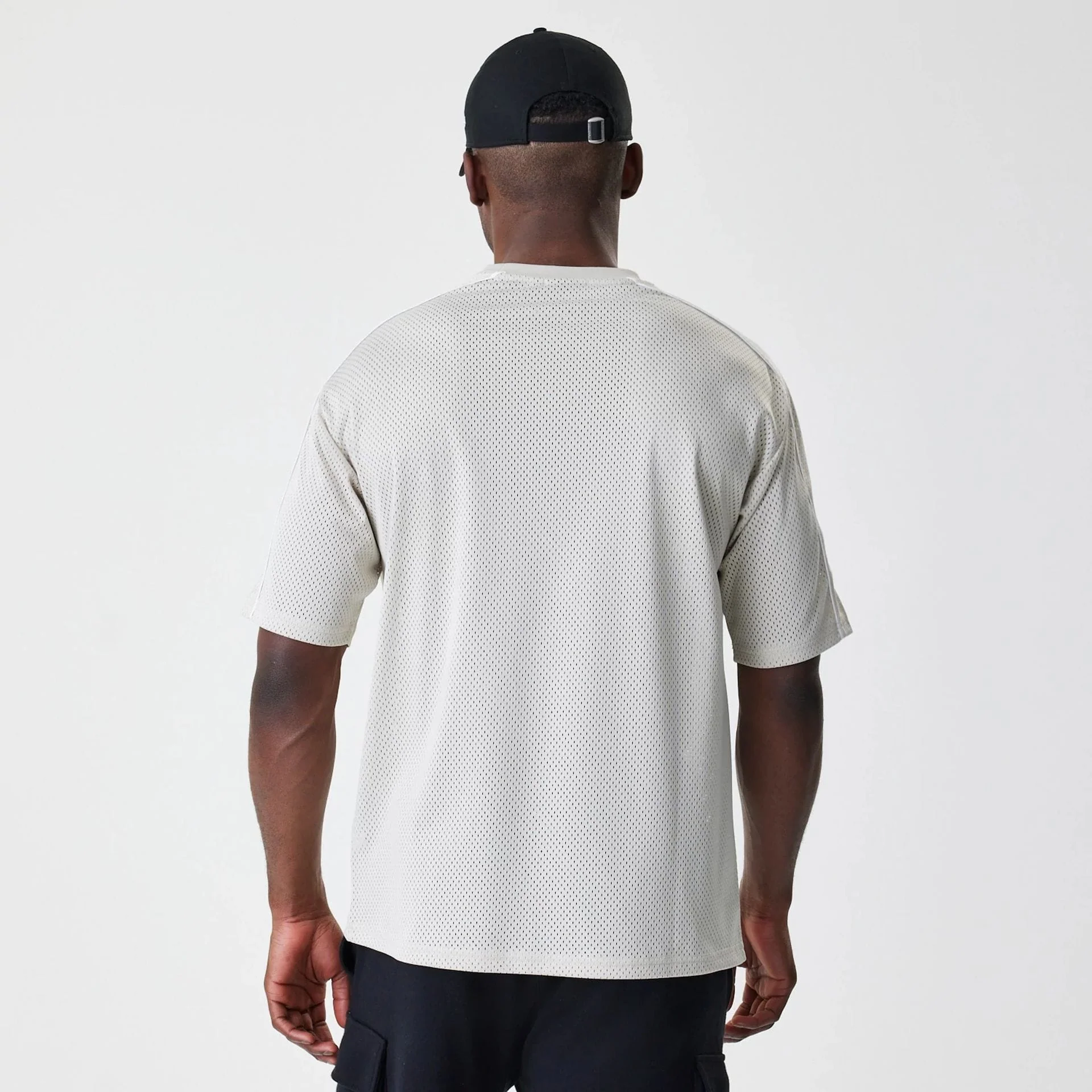 LA Lakers NBA Piping Light Beige Oversized Mesh T-Shirt - Image 2