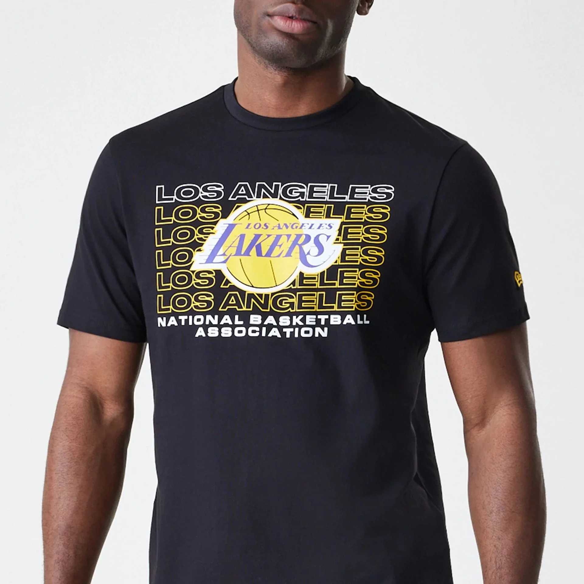 LA Lakers NBA Stack Wordmark Black T-Shirt - Image 3