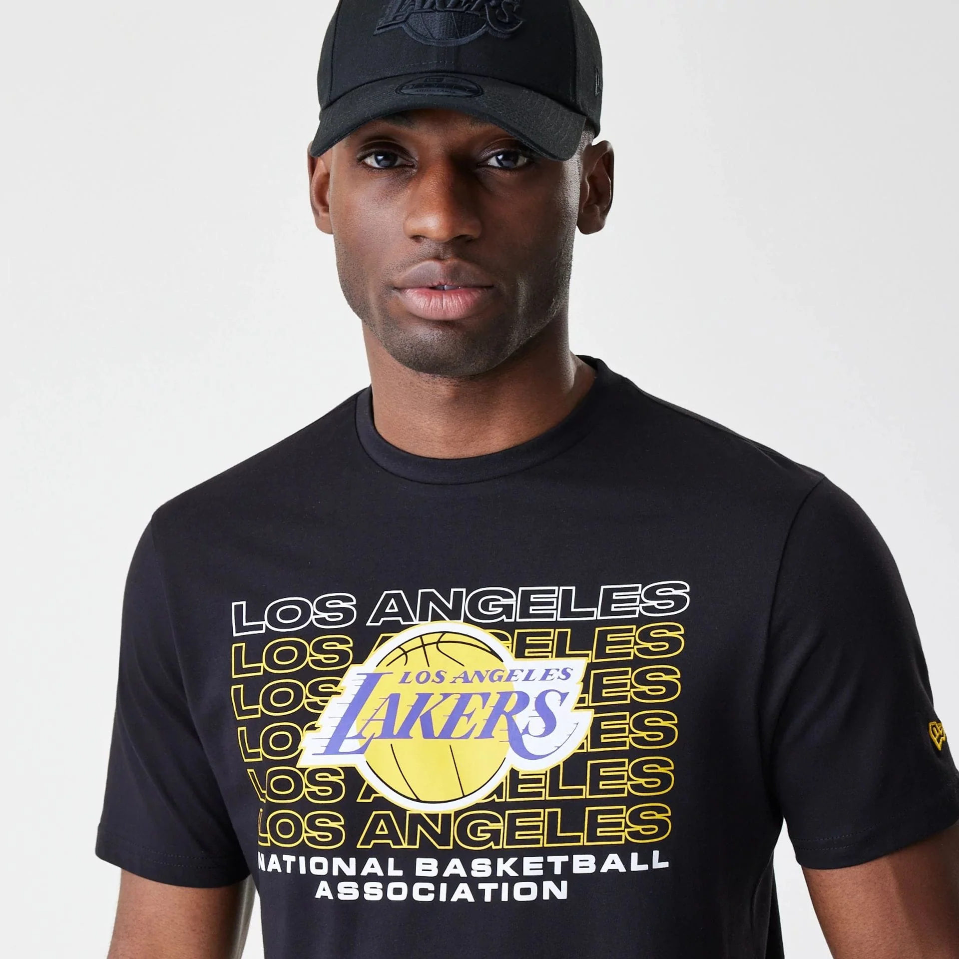 LA Lakers NBA Stack Wordmark Black T-Shirt - Image 4