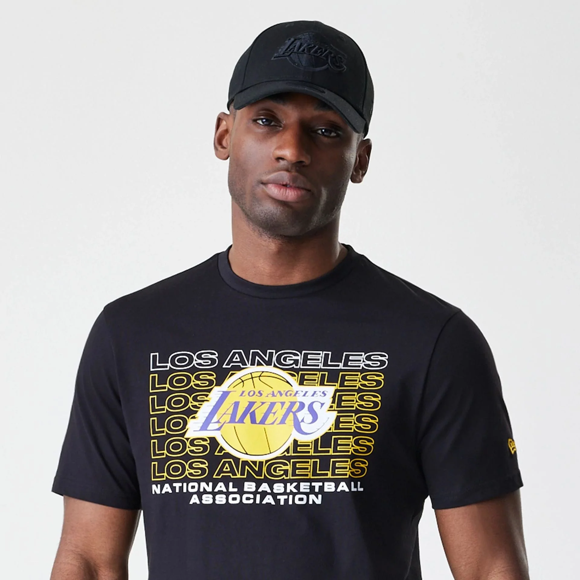 LA Lakers NBA Stack Wordmark Black T-Shirt - Image 6