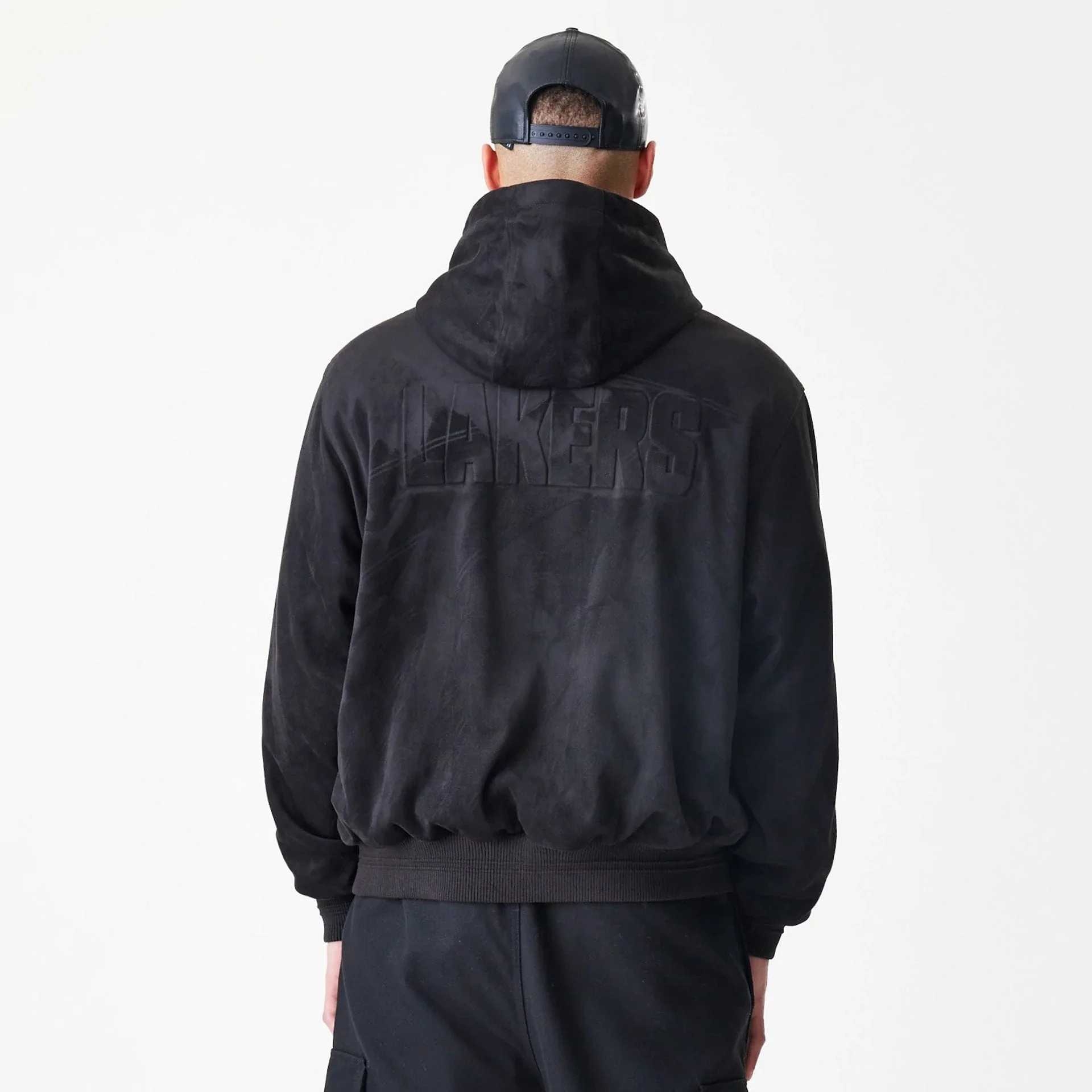 LA Lakers NBA Suede Black Hooded Jacket - Image 2