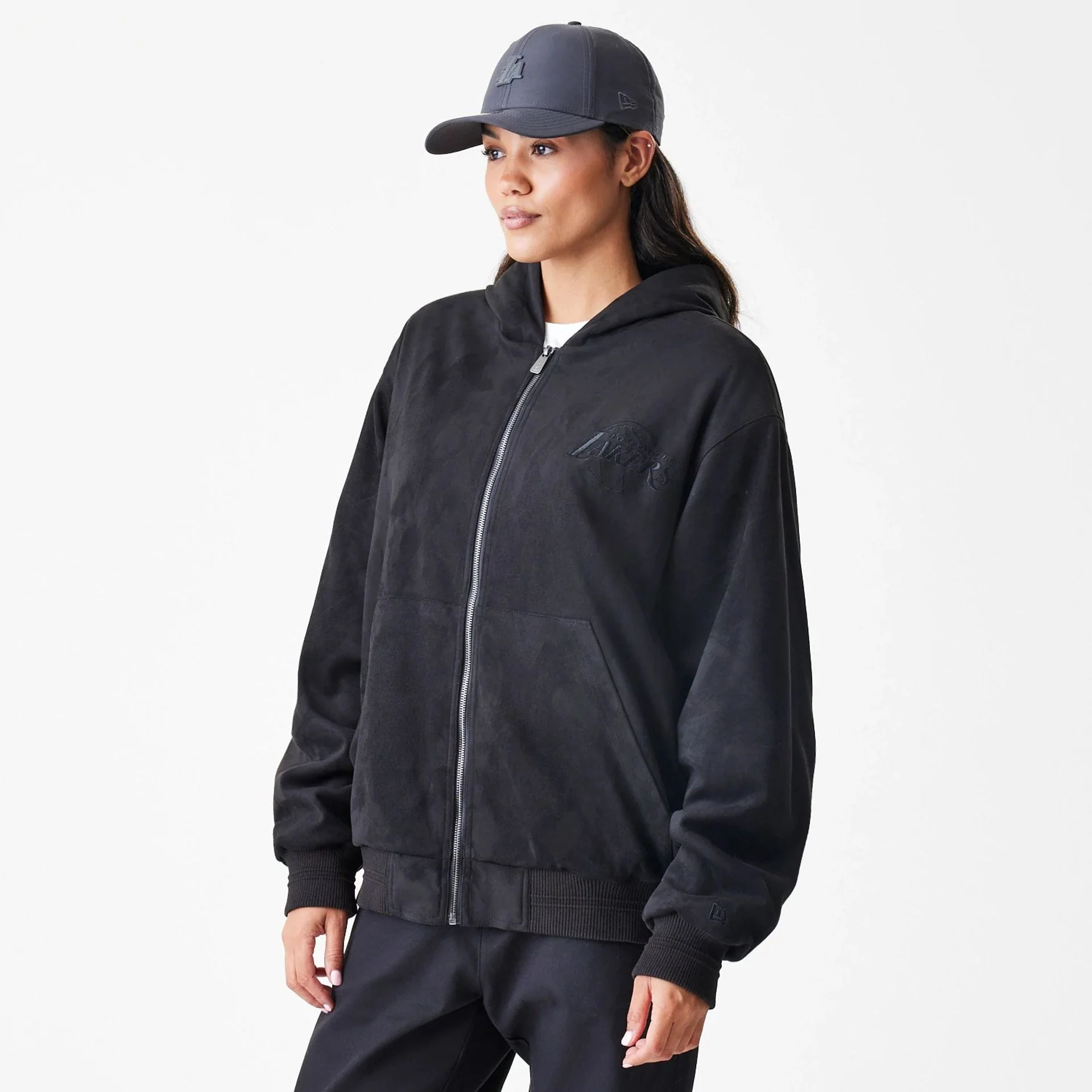 LA Lakers NBA Suede Black Hooded Jacket - Image 4