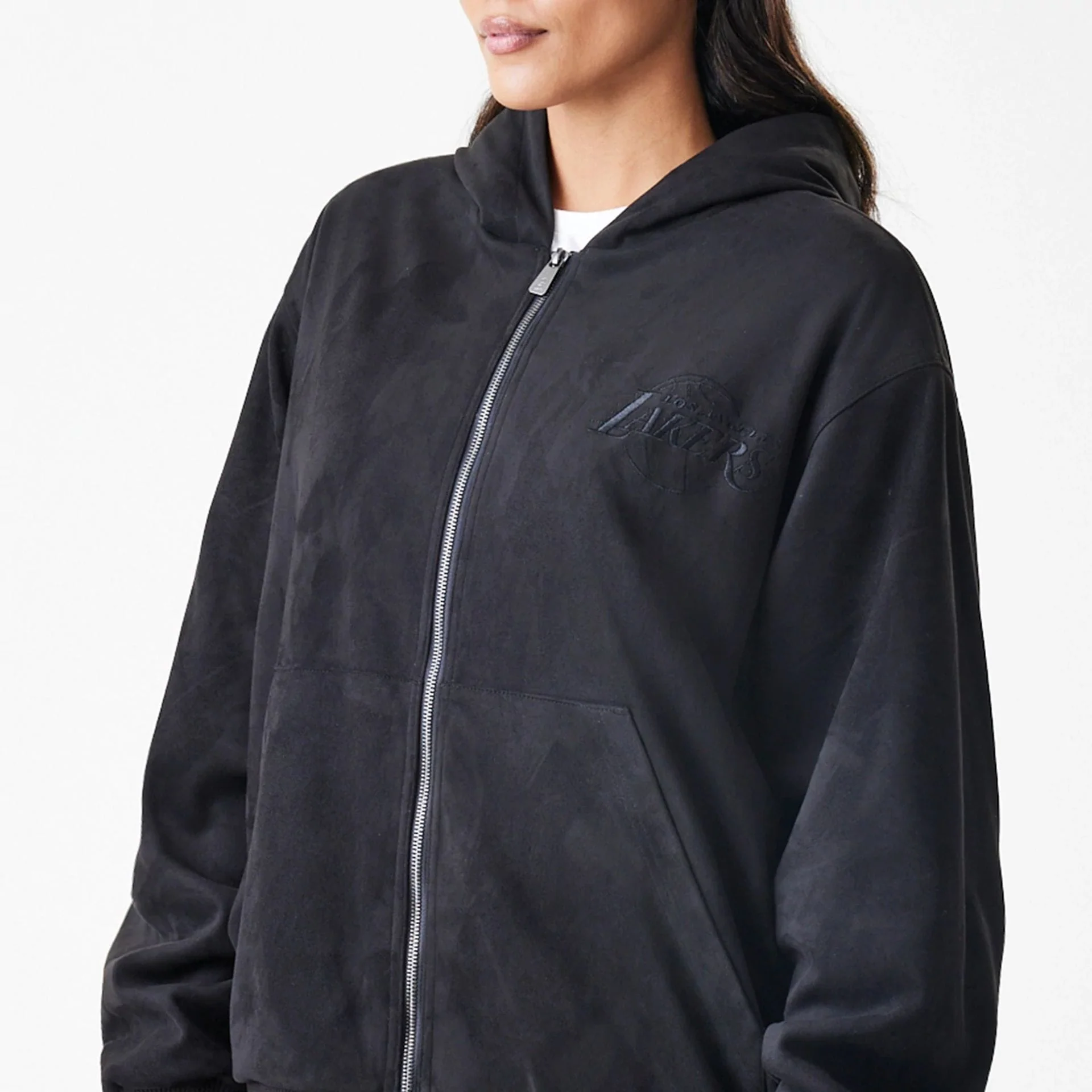 LA Lakers NBA Suede Black Hooded Jacket - Image 6