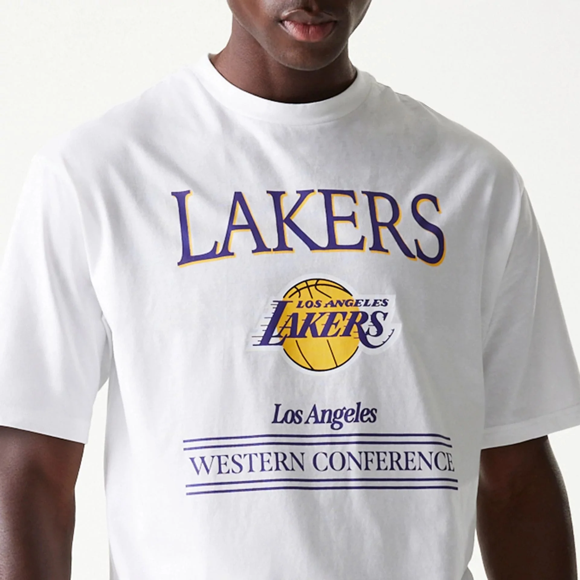 LA Lakers NBA Team Graphic White Oversized T-Shirt - Image 4