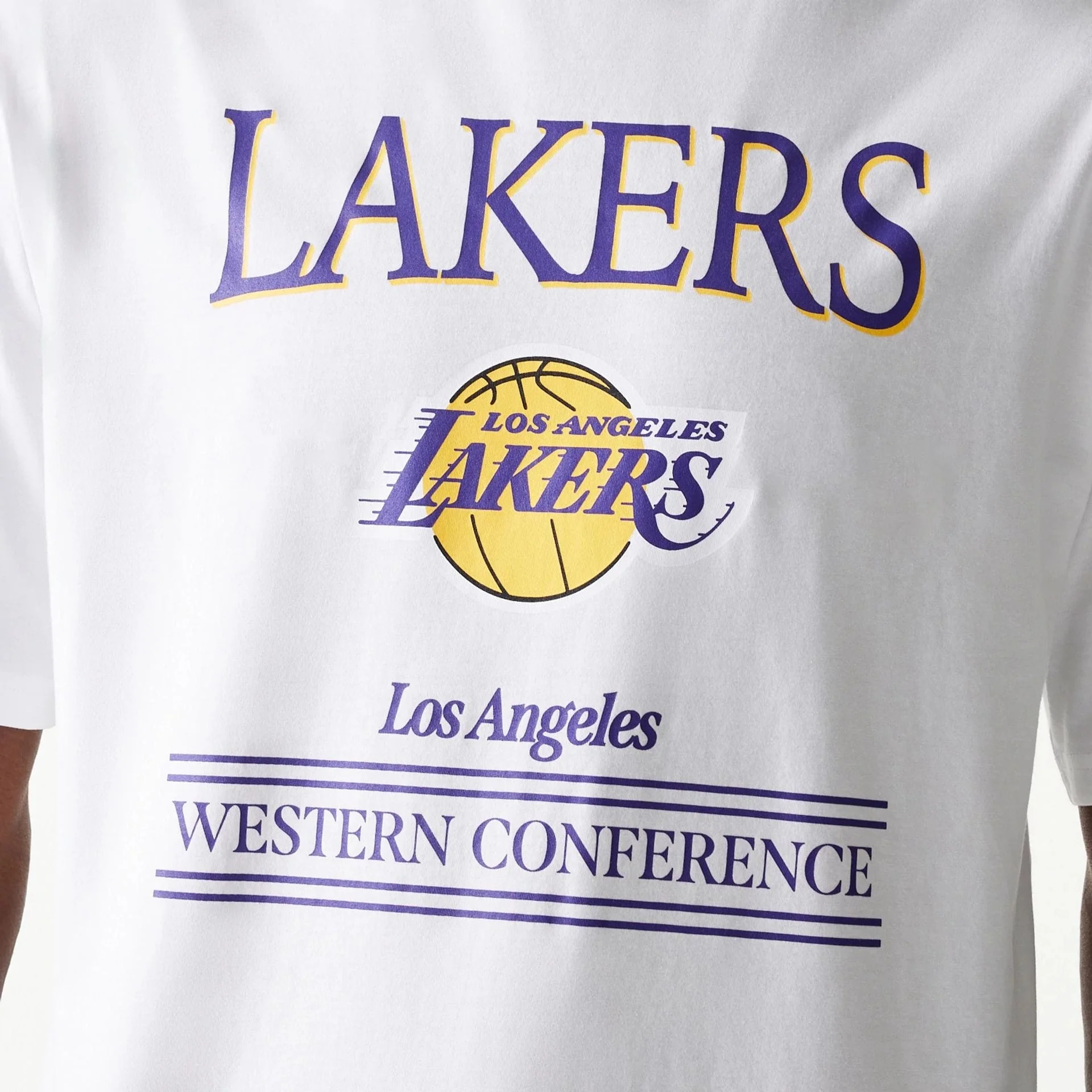 LA Lakers NBA Team Graphic White Oversized T-Shirt - Image 5