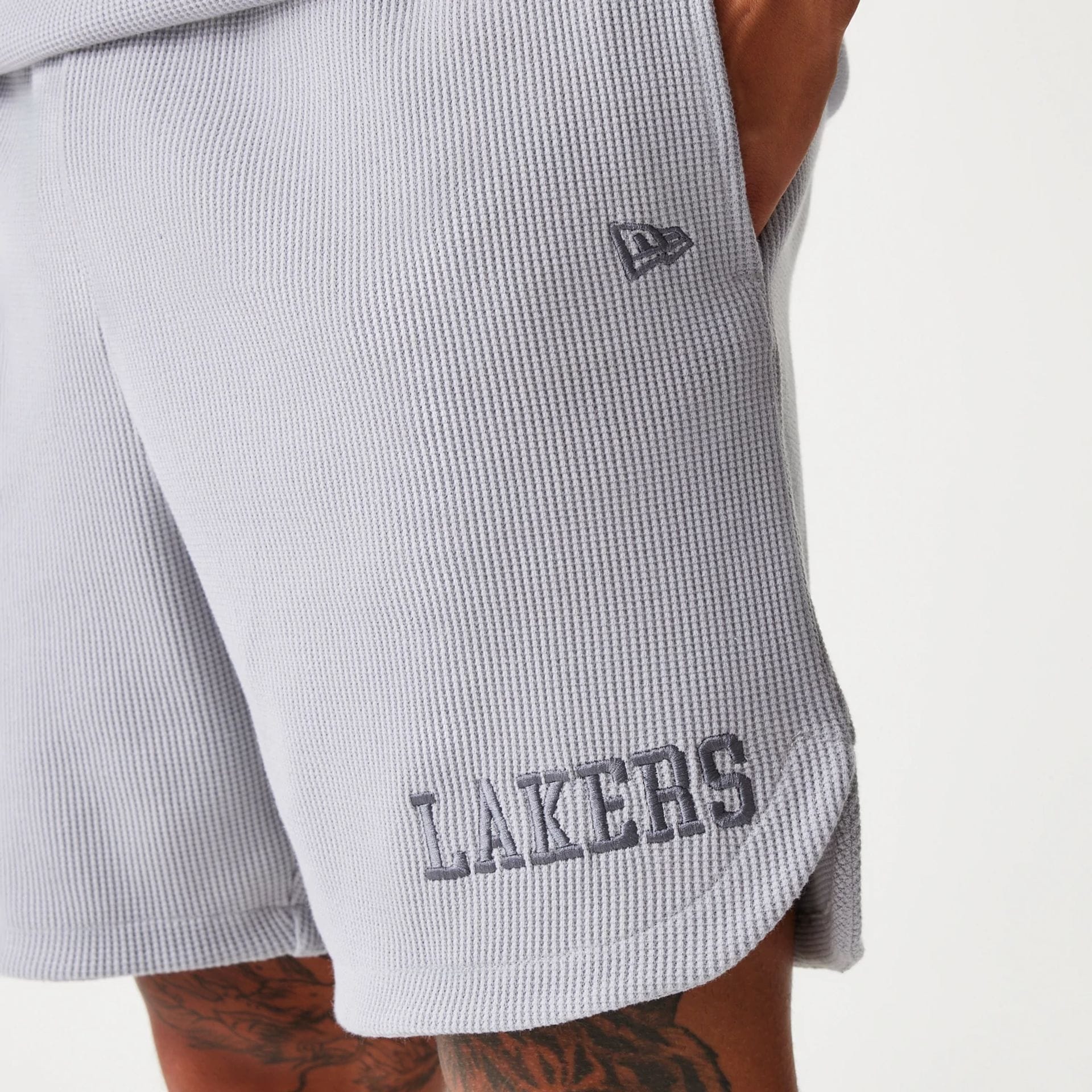 LA Lakers NBA Waffle Grey Shorts - Image 4