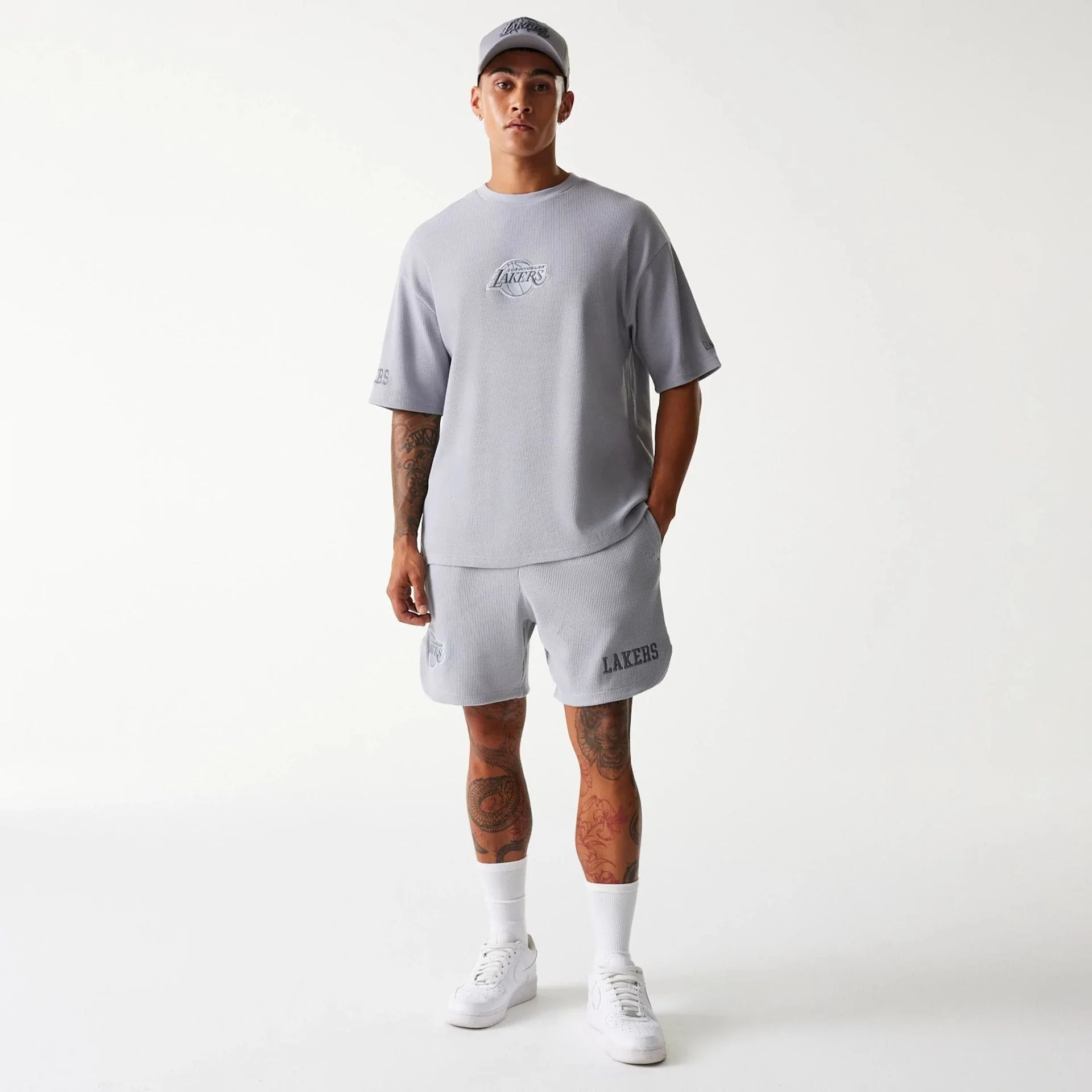 LA Lakers NBA Waffle Grey Shorts - Image 8