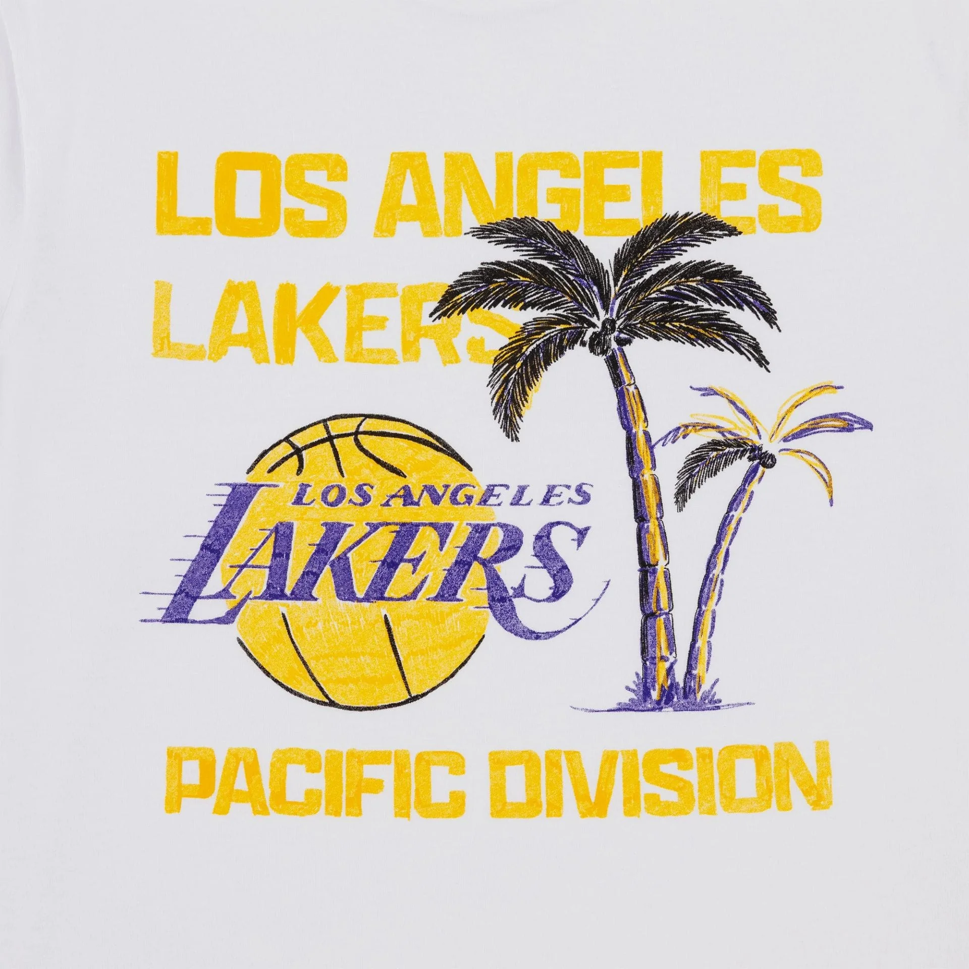 LA Lakers NBA Wordmark White T-Shirt - Image 3