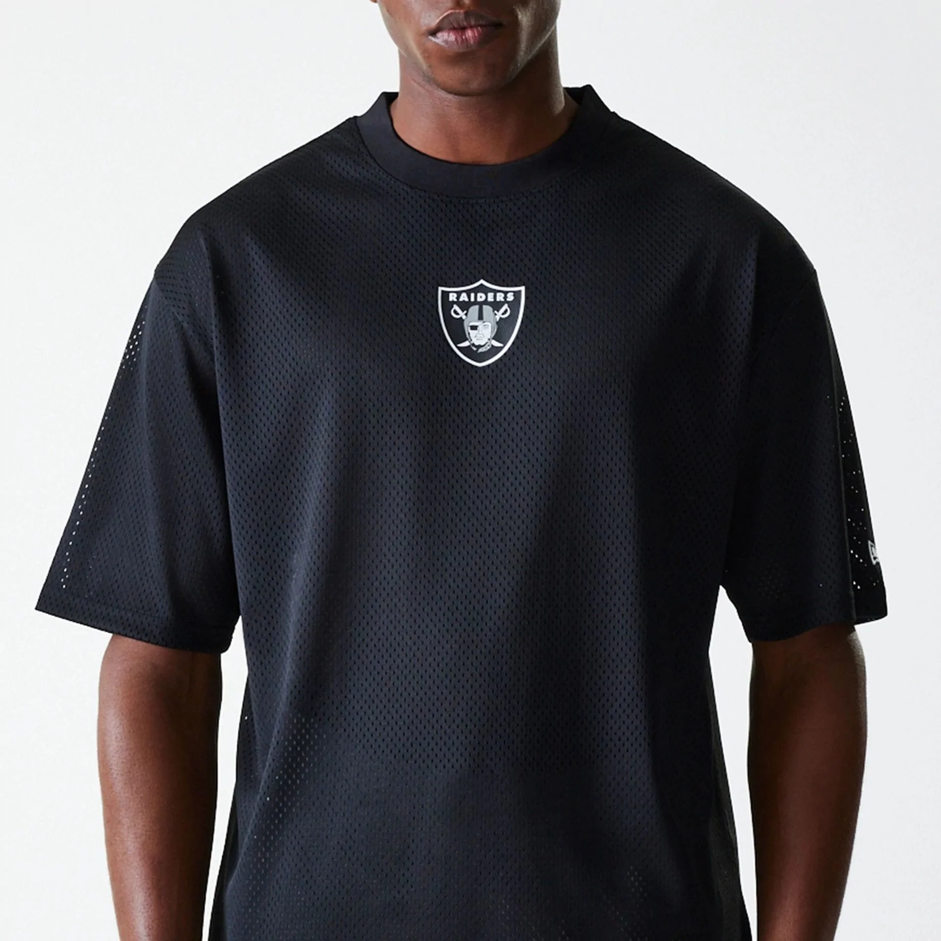 Las Vegas Raiders NFL Essentials Black Oversized Mesh T-Shirt - Image 3