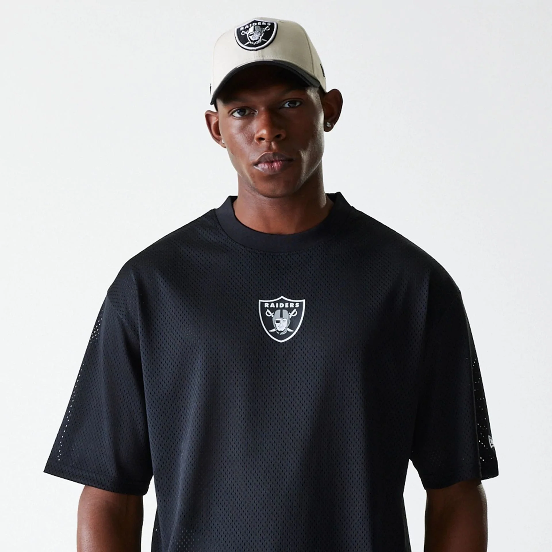 Las Vegas Raiders NFL Essentials Black Oversized Mesh T-Shirt - Image 6
