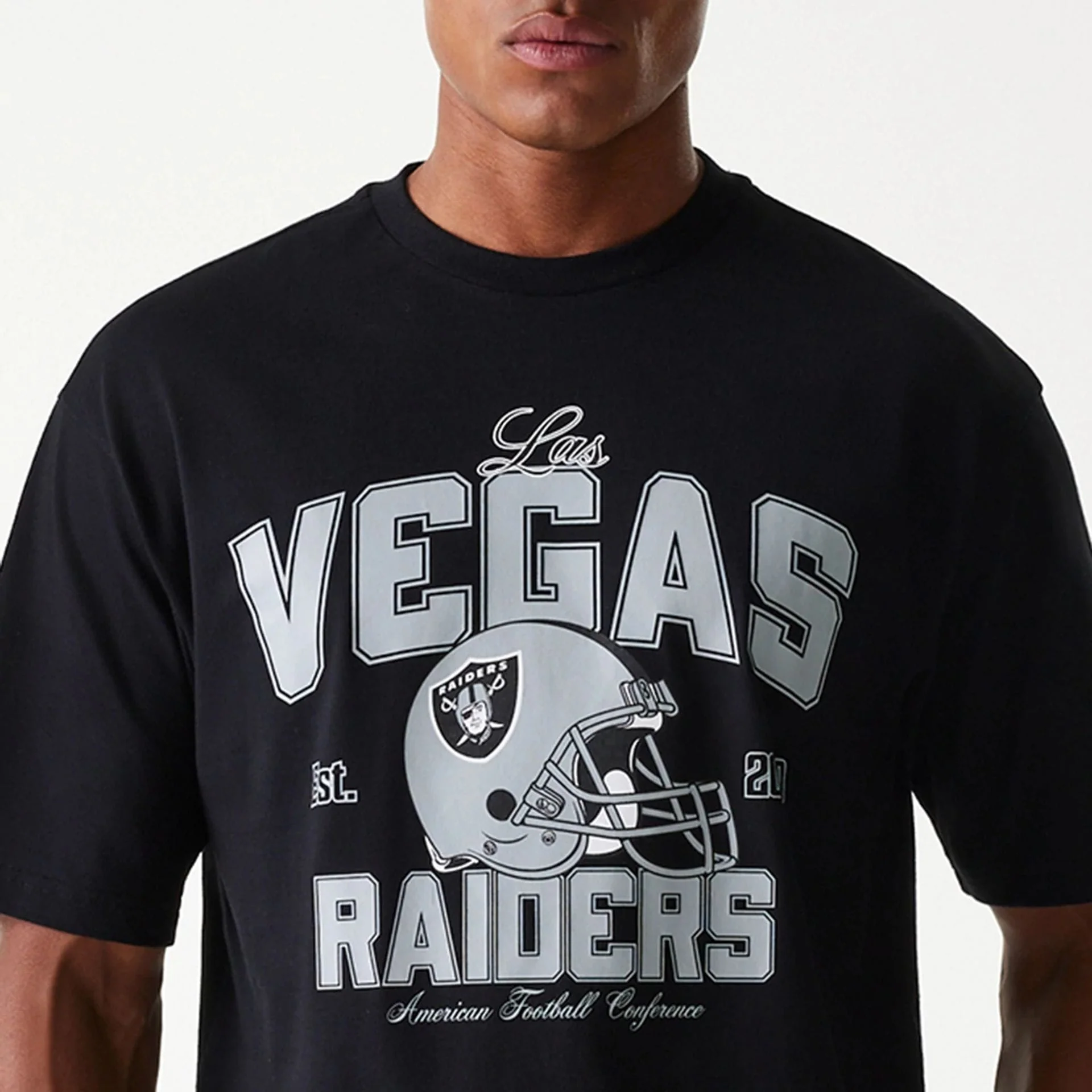 Las Vegas Raiders NFL Helmet Black Oversized T-Shirt - Image 3